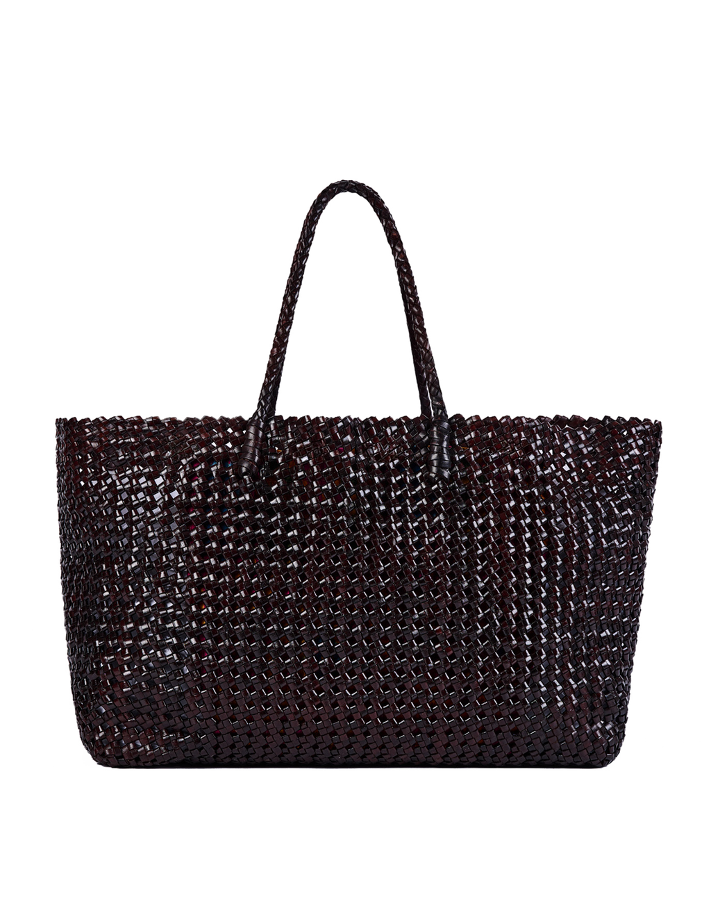 DOUUOD Borsa Shopping in Pelle Intrecciata Testa di Moro
