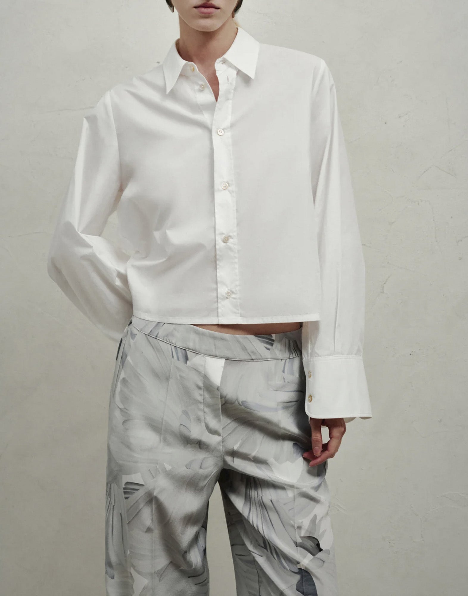 ERIKA CAVALLINI Camicia Cropped in Popeline di Cotone Bianco