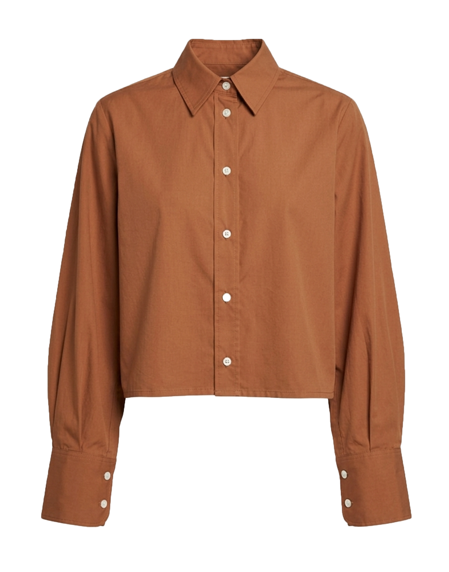 ERIKA CAVALLINI Camicia Cropped in Popeline di Cotone Brandy