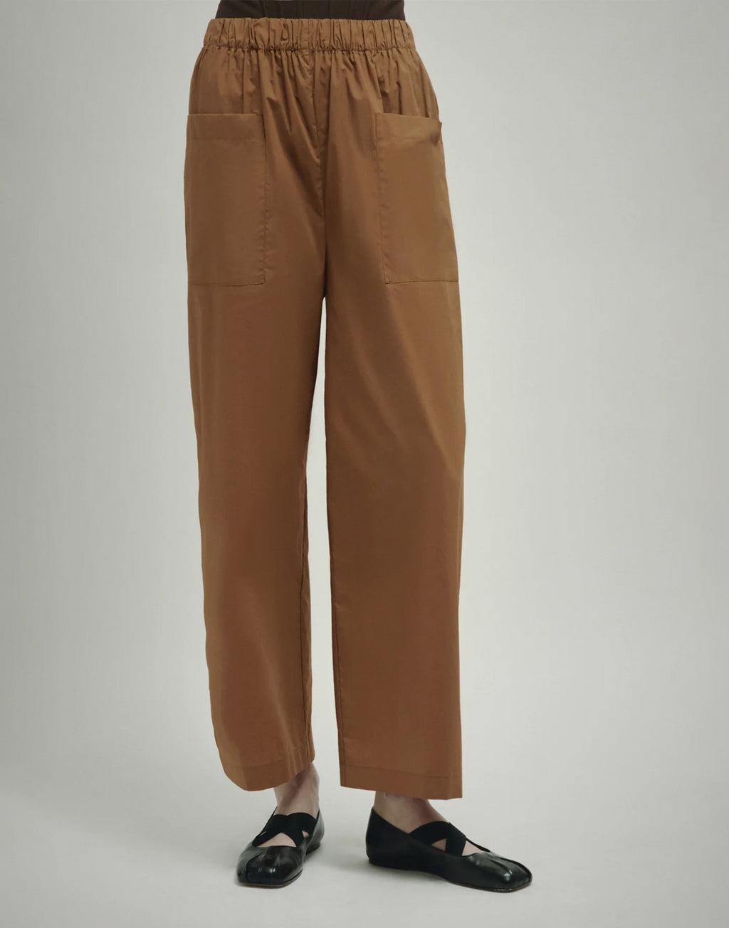 ERIKA CAVALLINI Pantalone con Elastico in Popeline Brandy