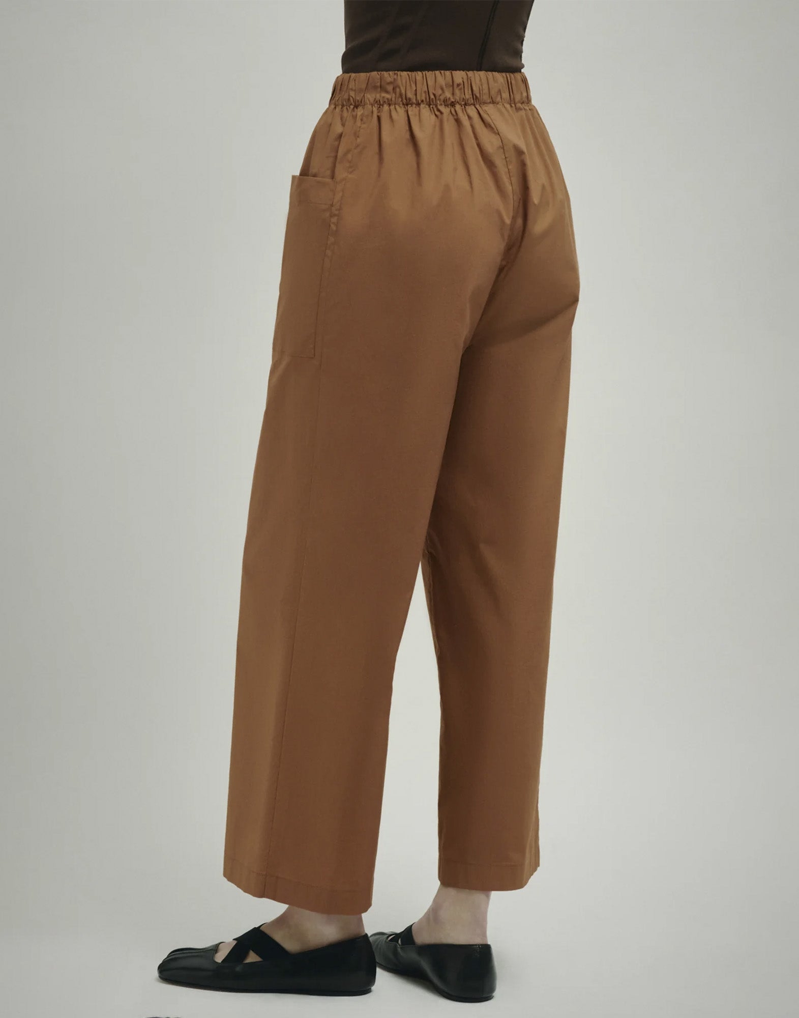 ERIKA CAVALLINI Pantalone con Elastico in Popeline Brandy