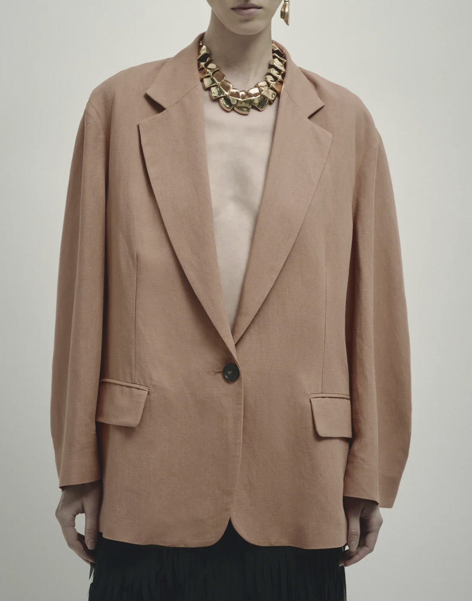 ERIKA CAVALLINI Giacca con Aperture Laterali in Lino e Viscosa Cotto