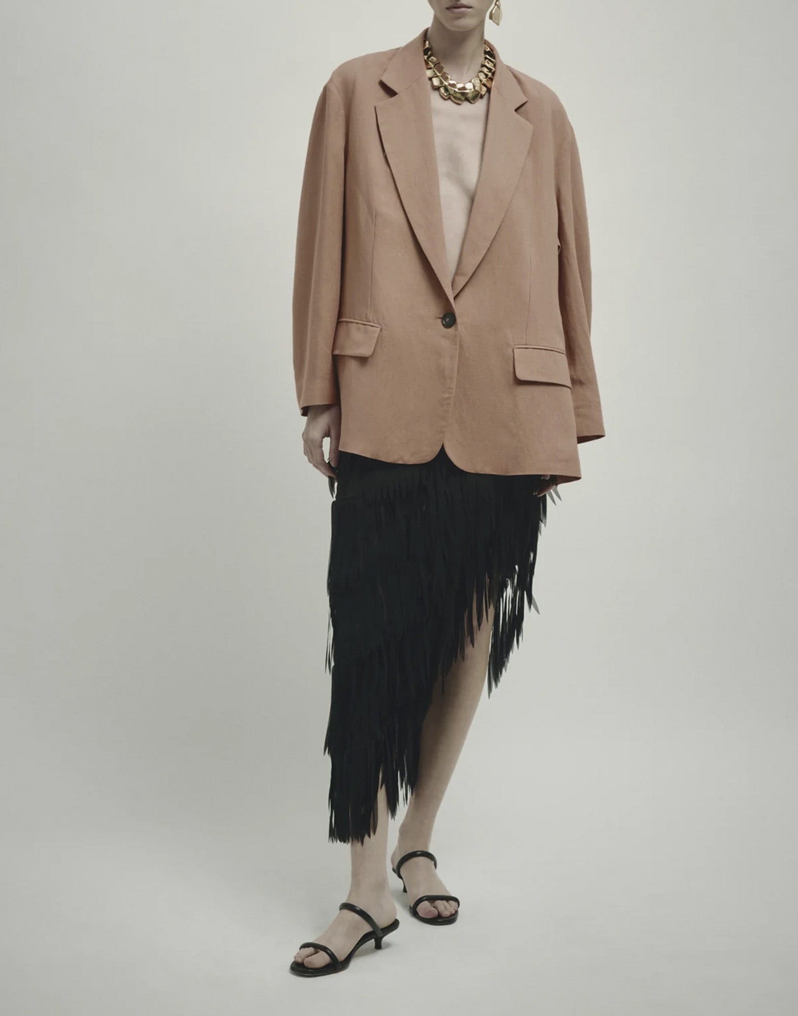 ERIKA CAVALLINI Giacca con Aperture Laterali in Lino e Viscosa Cotto