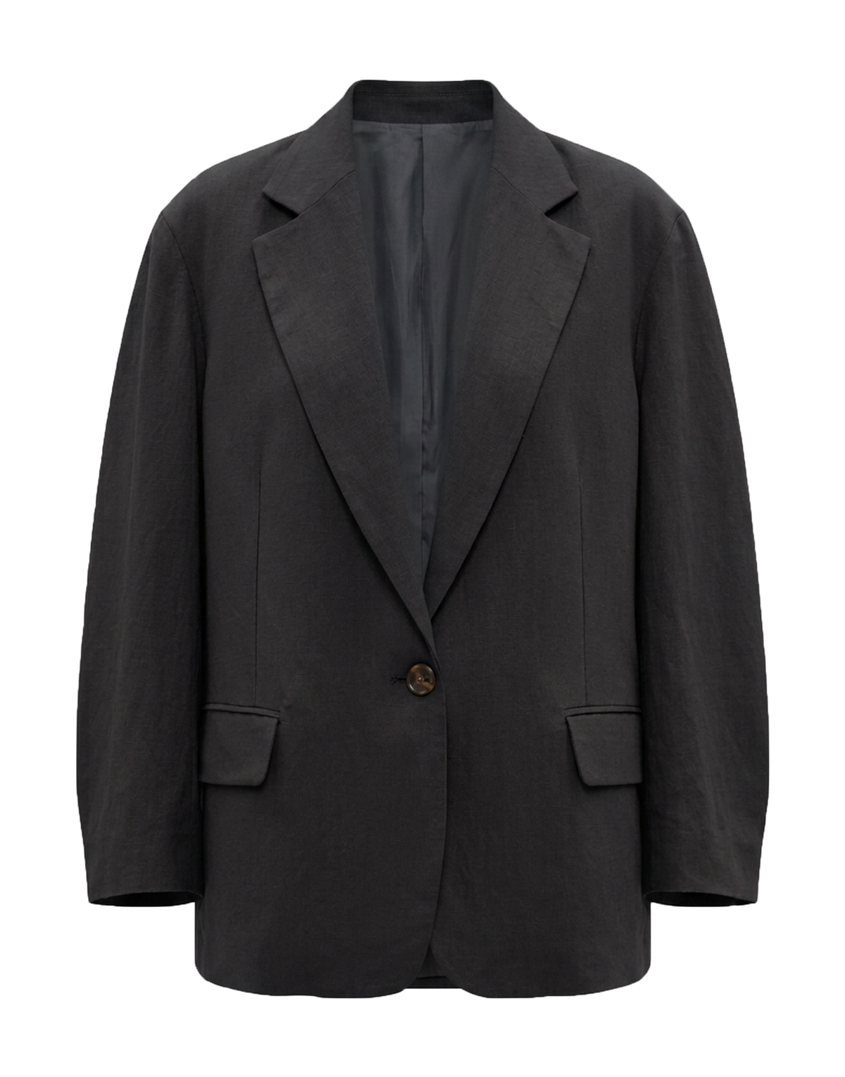 ERIKA CAVALLINI Giacca con Aperture Laterali in Lino e Viscosa Nera