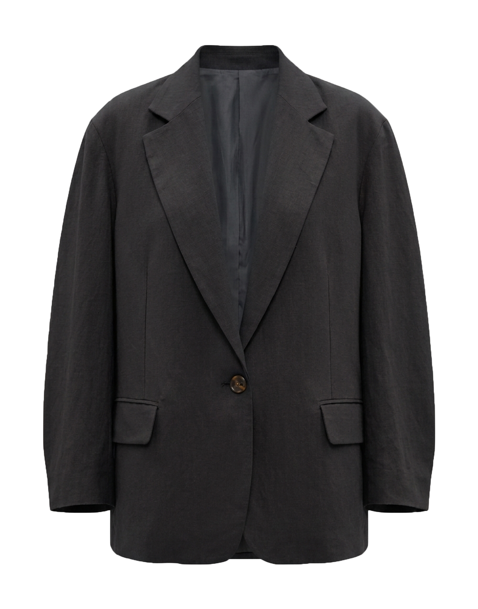 ERIKA CAVALLINI Giacca con Aperture Laterali in Lino e Viscosa Nera