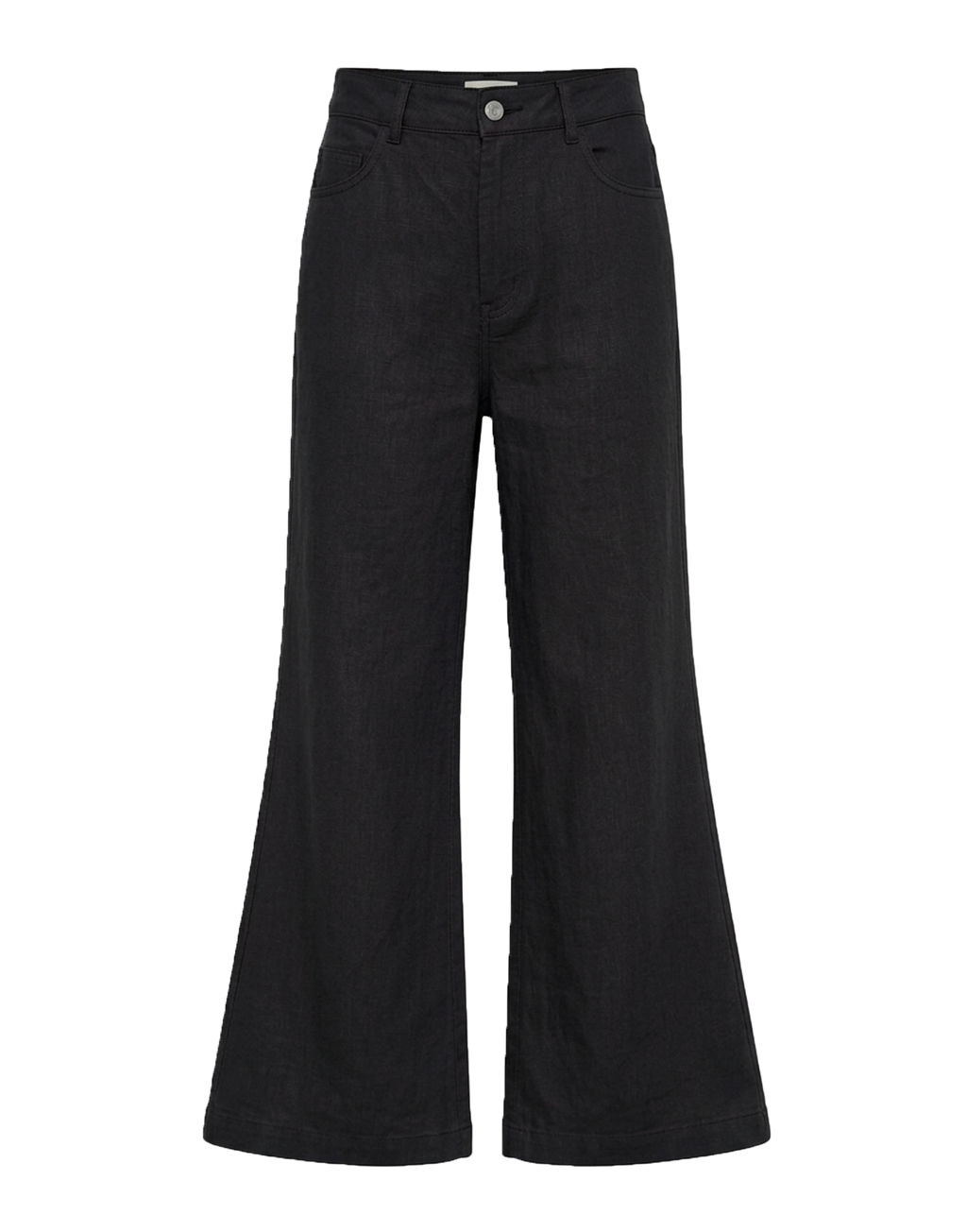 ERIKA CAVALLINI Pantaloni con Spacco in Viscosa e Lino Neri