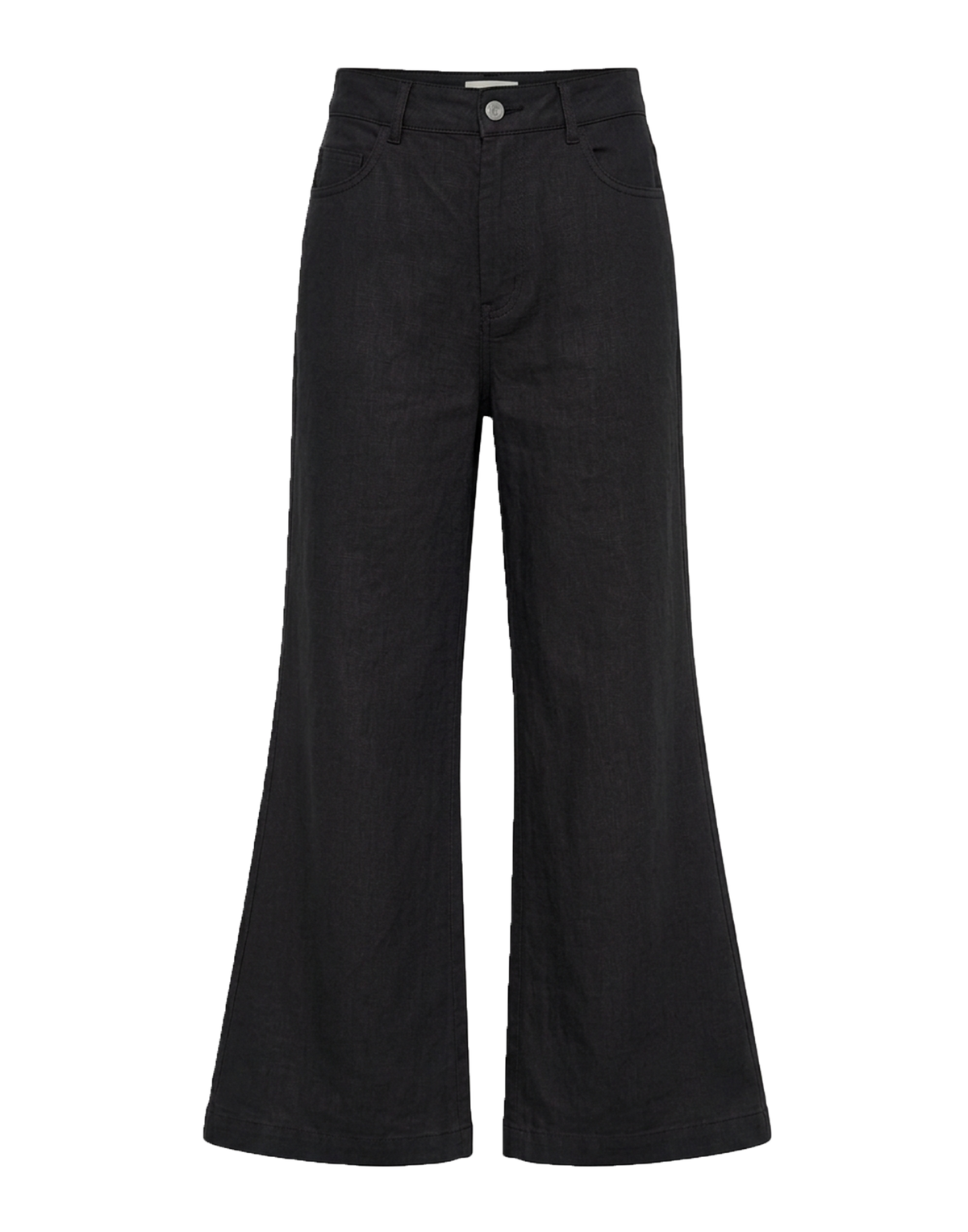 ERIKA CAVALLINI Pantaloni con Spacco in Viscosa e Lino Neri