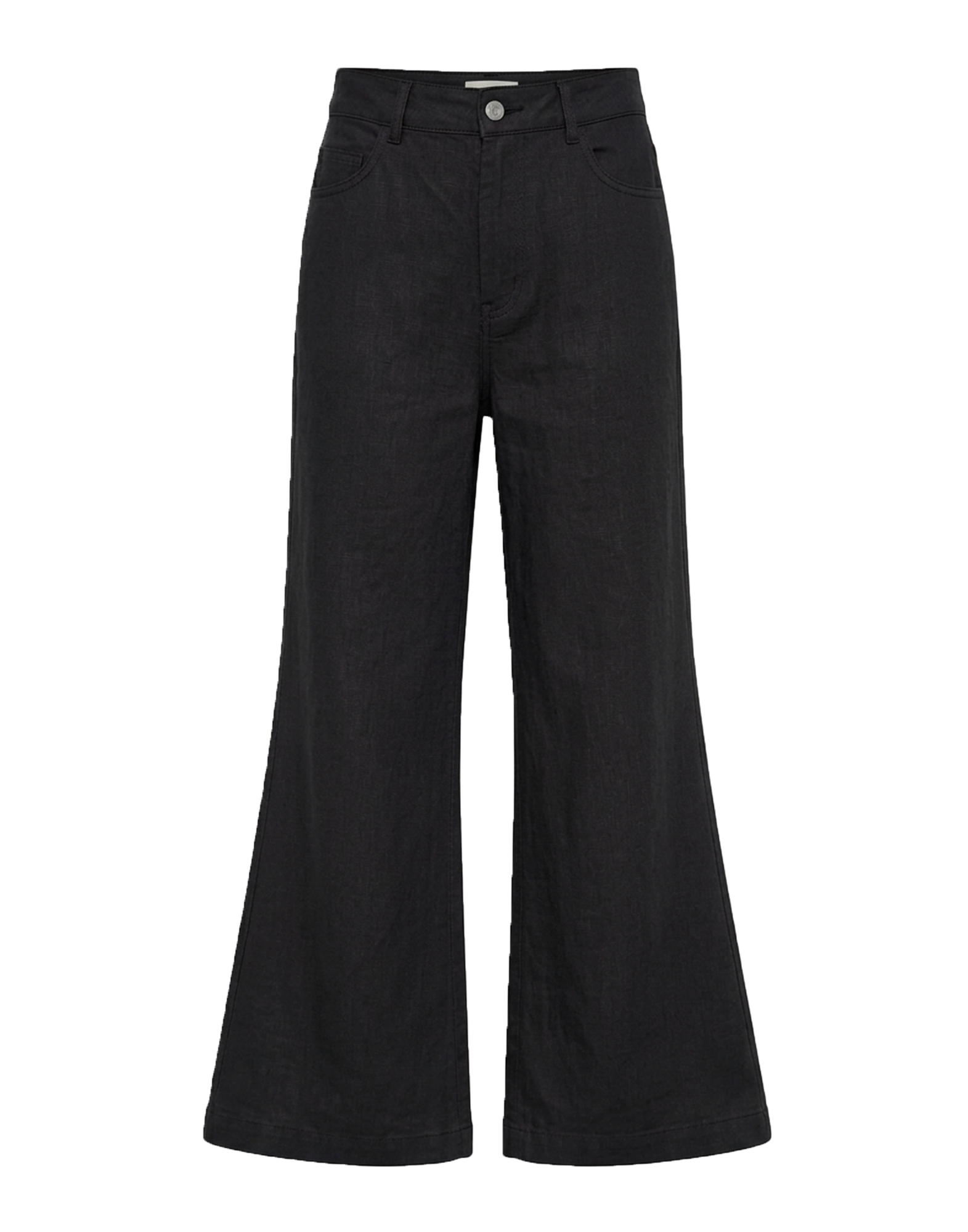 ERIKA CAVALLINI Pantaloni con Spacco in Viscosa e Lino Neri