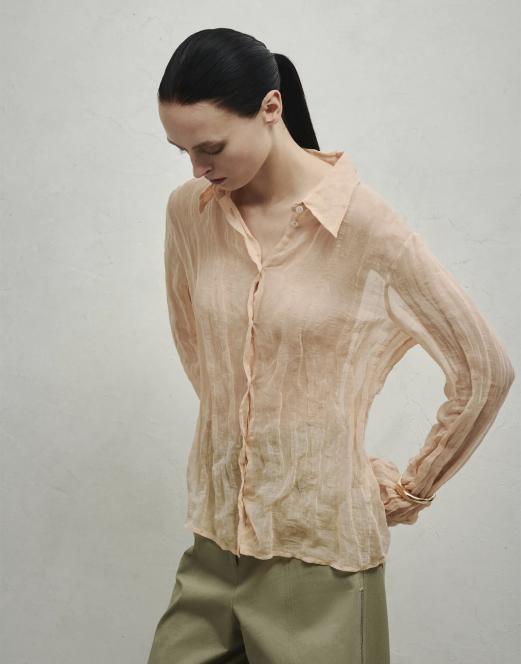 ERIKA CAVALLINI Camicia Alda in Organza Metal Marsala