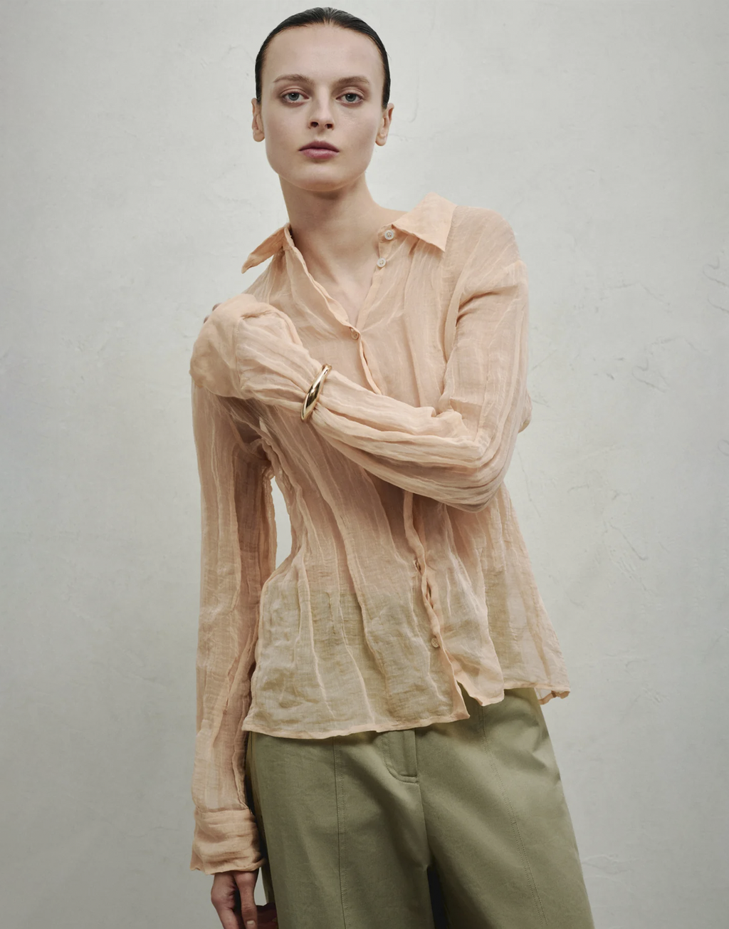 ERIKA CAVALLINI Camicia Alda in Organza Metal Marsala