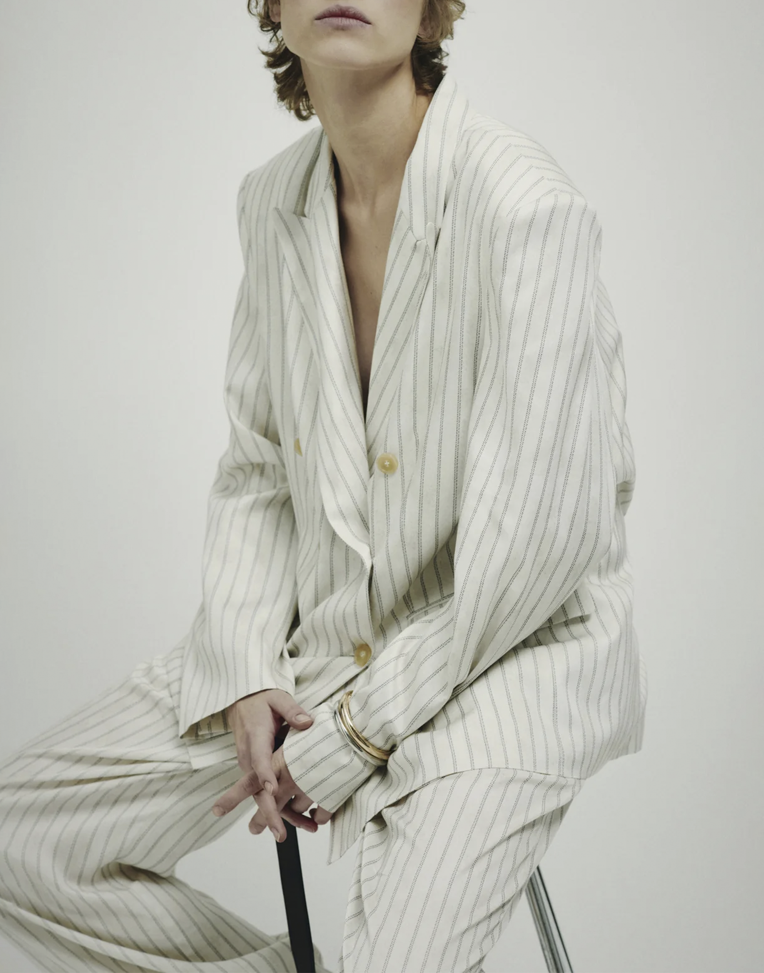 ERIKA CAVALLINI Giacca Doppiopetto in Viscosa Gessata