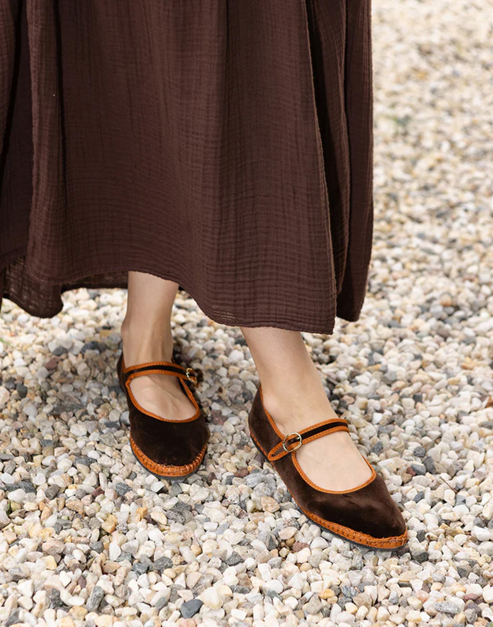 FLABELUS Friulane Mary Jane Yoki in Velluto Marrone