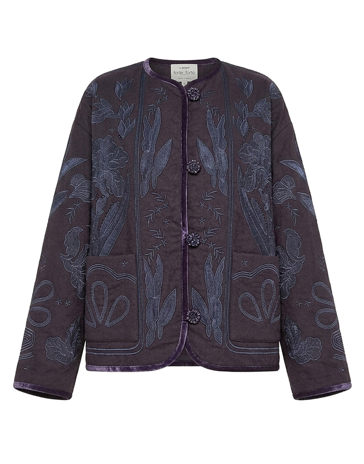 FORTE FORTE Blouson Ricamato in Twill di Lana Notte
