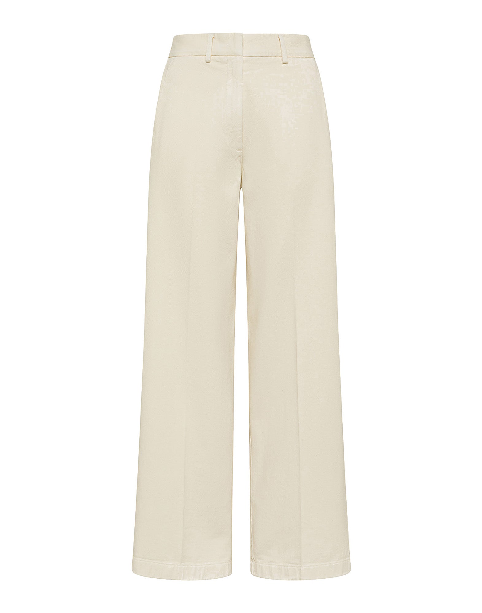 FORTE FORTE Pantaloni a Vita Alta in Twill di Cotone Fluido Burro