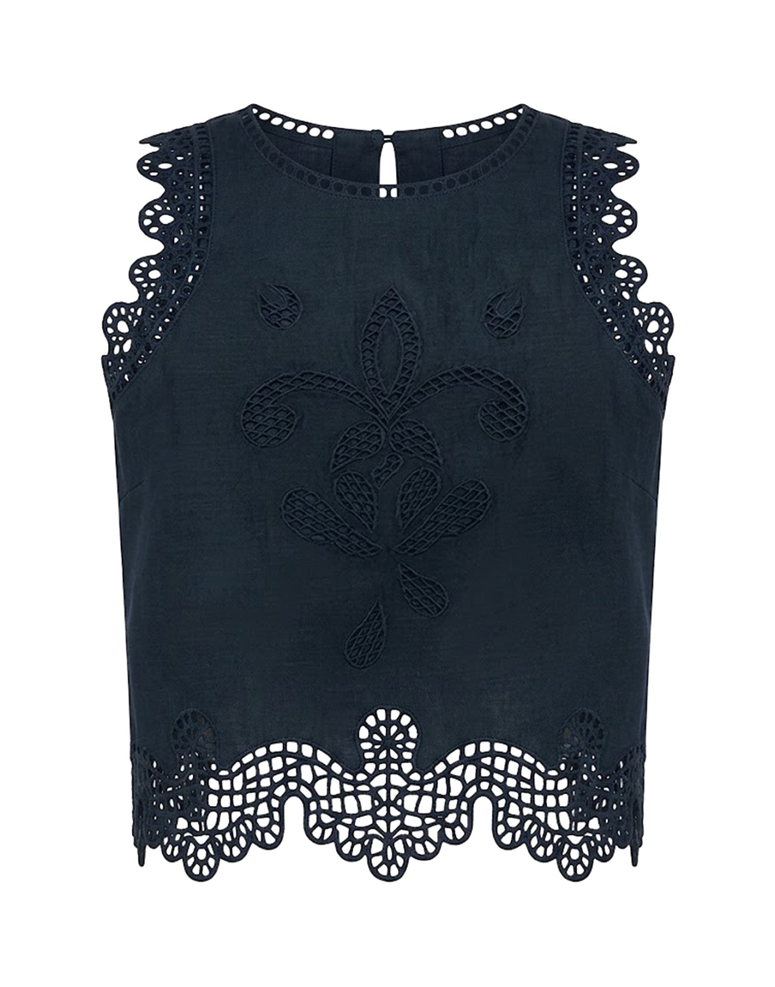 FORTE FORTE Top “Lunamaris” in Popeline di Cotone con Ricamo Notte
