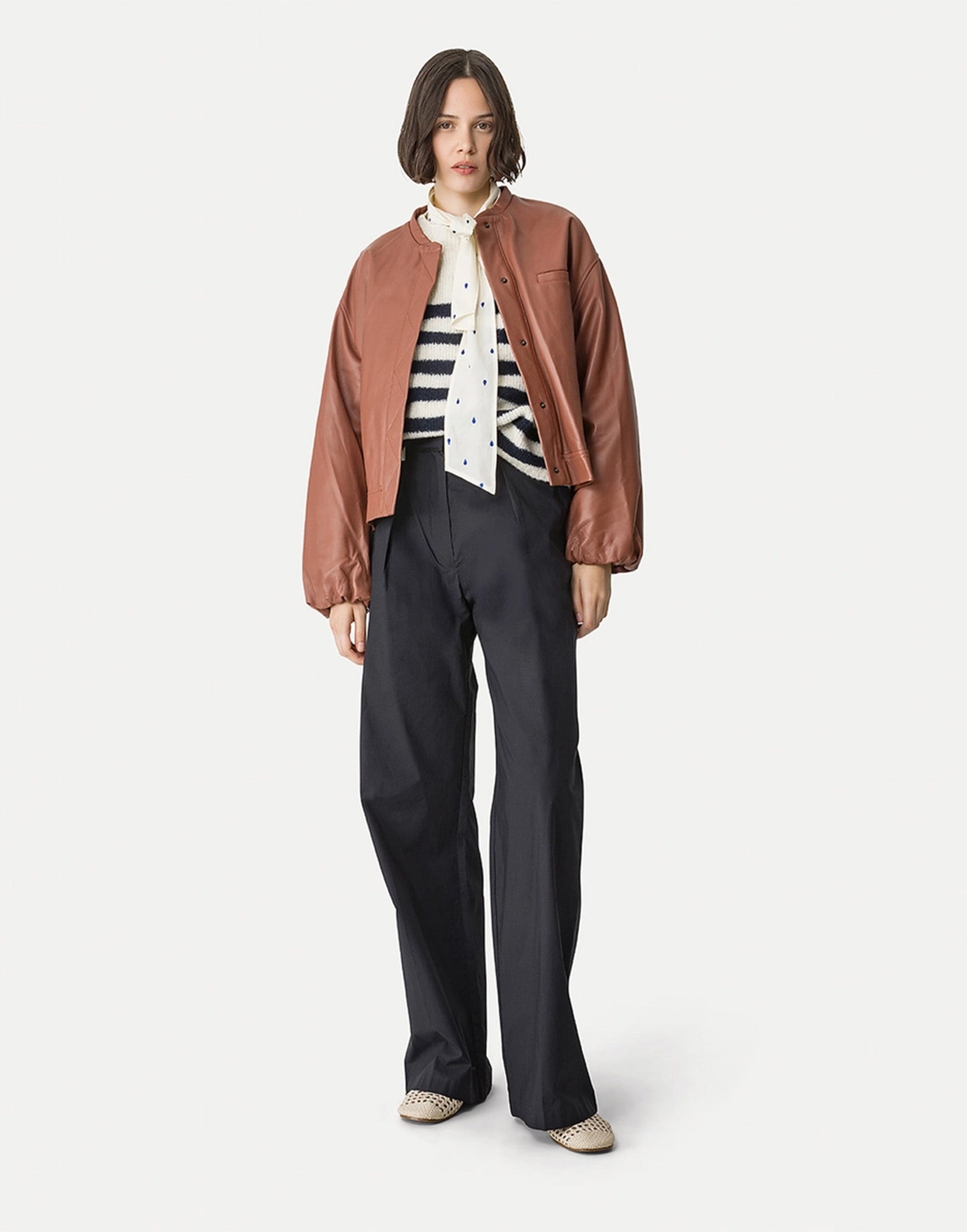 FORTE FORTE Pantalone con Pieghe in Cotone Notte