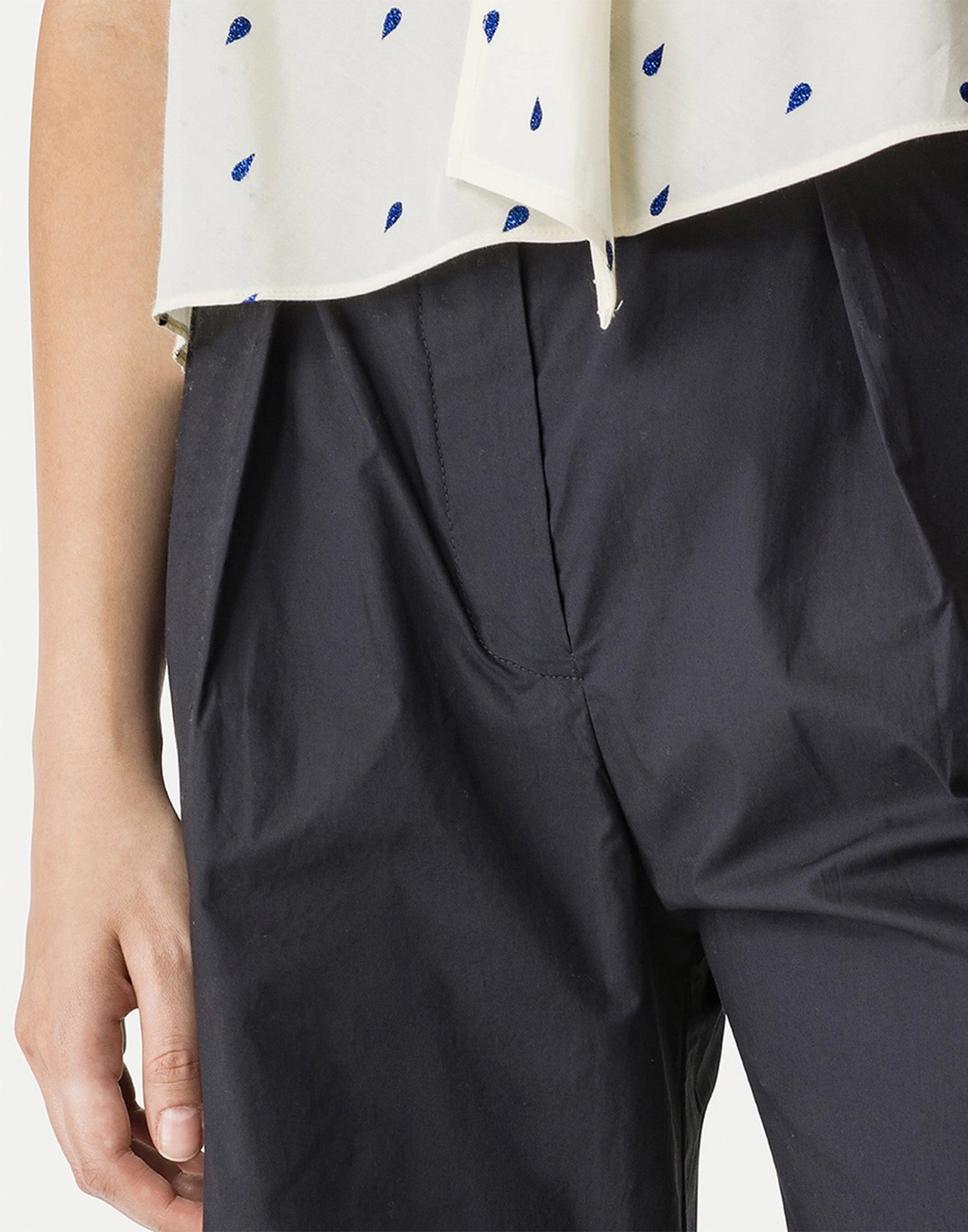 FORTE FORTE Pantalone con Pieghe in Cotone Notte