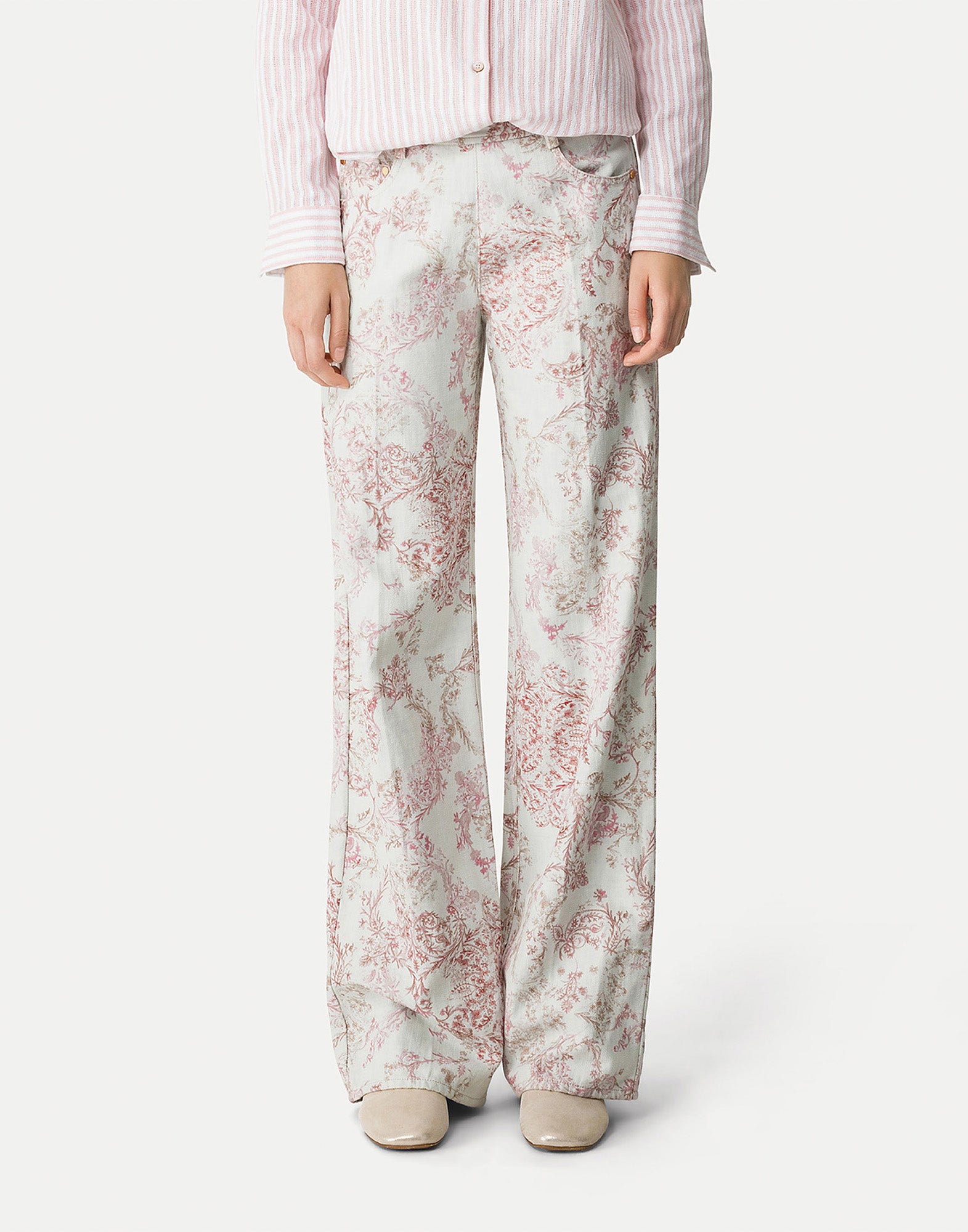 FORTE FORTE Pantalone 5 Tasche in Denim “Nontiscordardime” Peonia