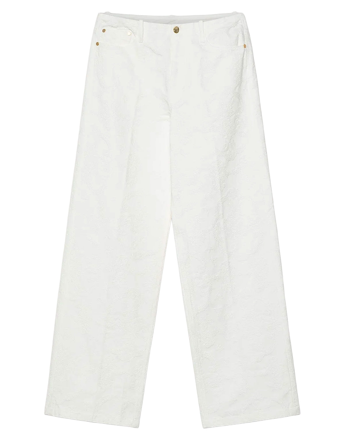 FORTE FORTE Pantaloni Arabesque in Jacquard di Cotone Crystal