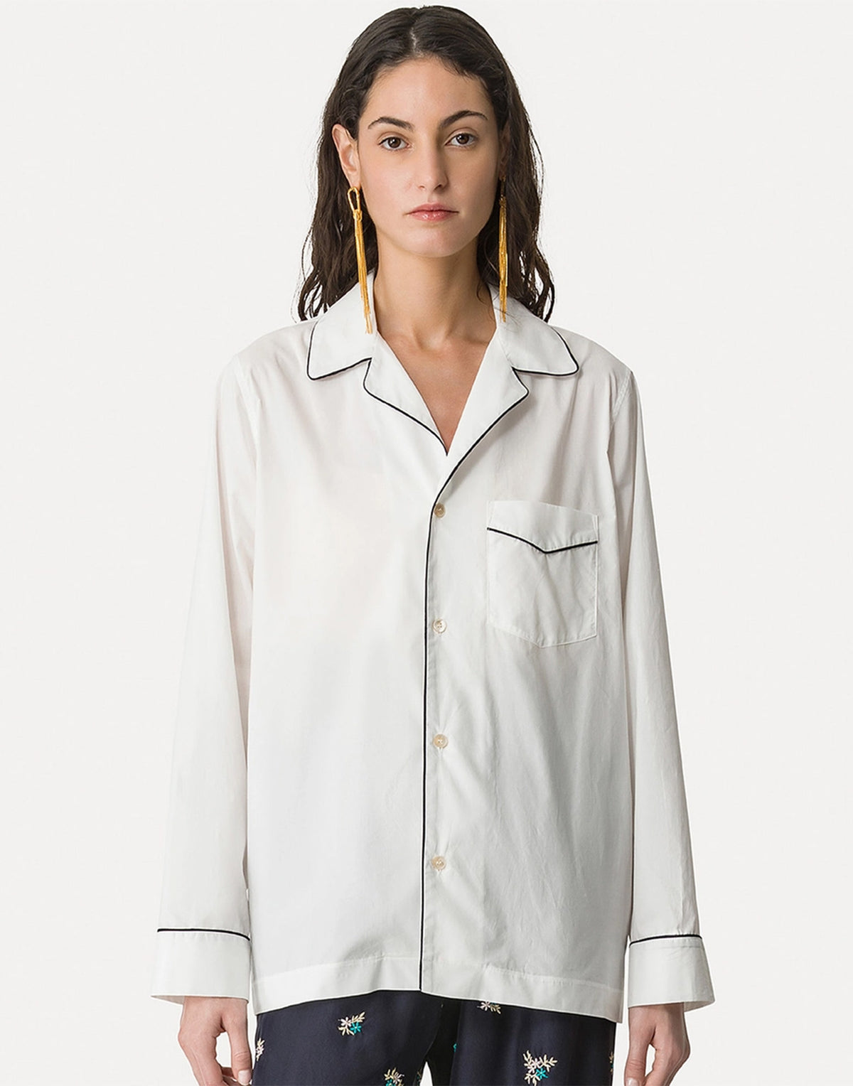 FORTE FORTE Chemise Pyjama Chic en Popeline Blanc