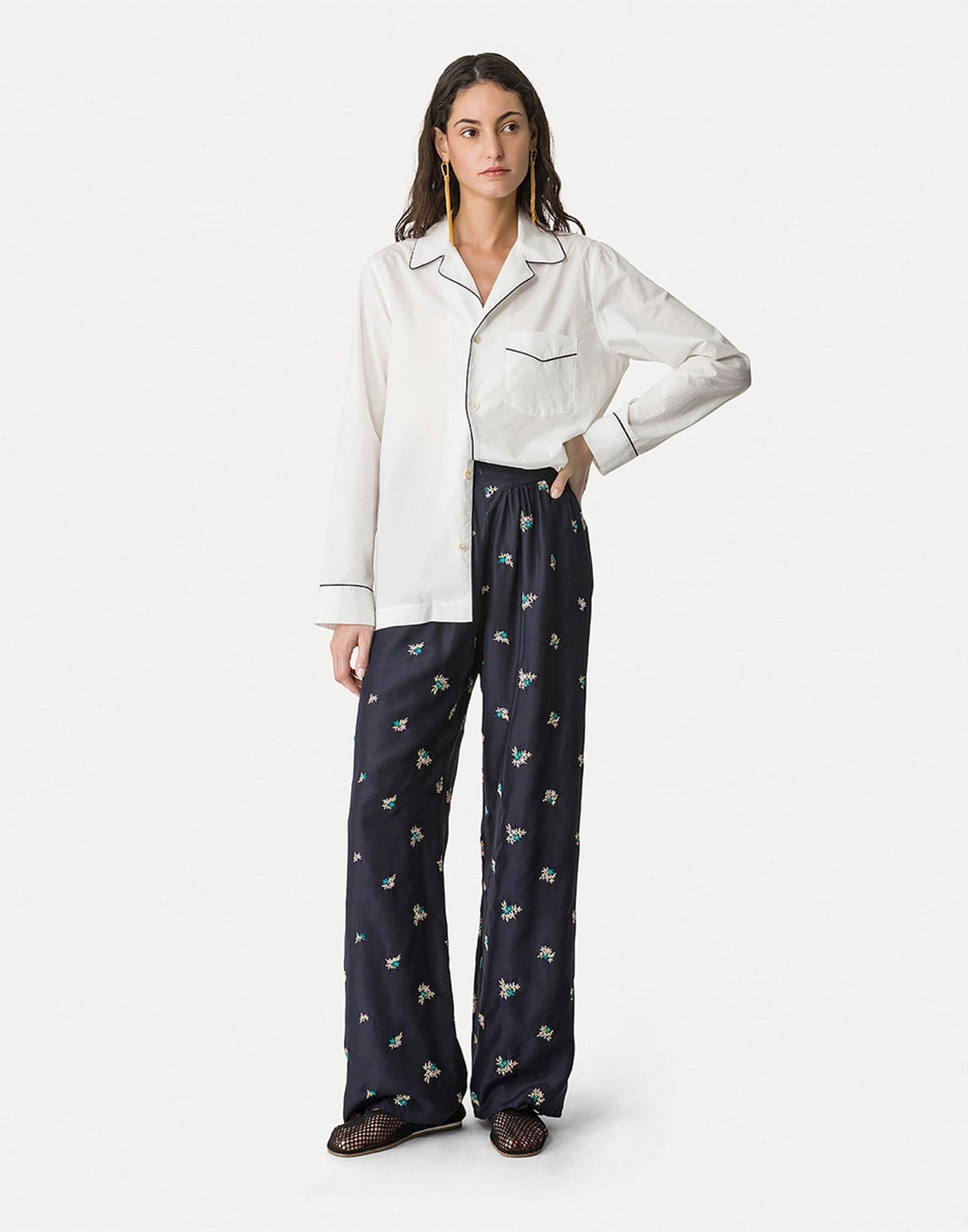 FORTE FORTE Camicia Pigiama Chic in Popeline Bianco