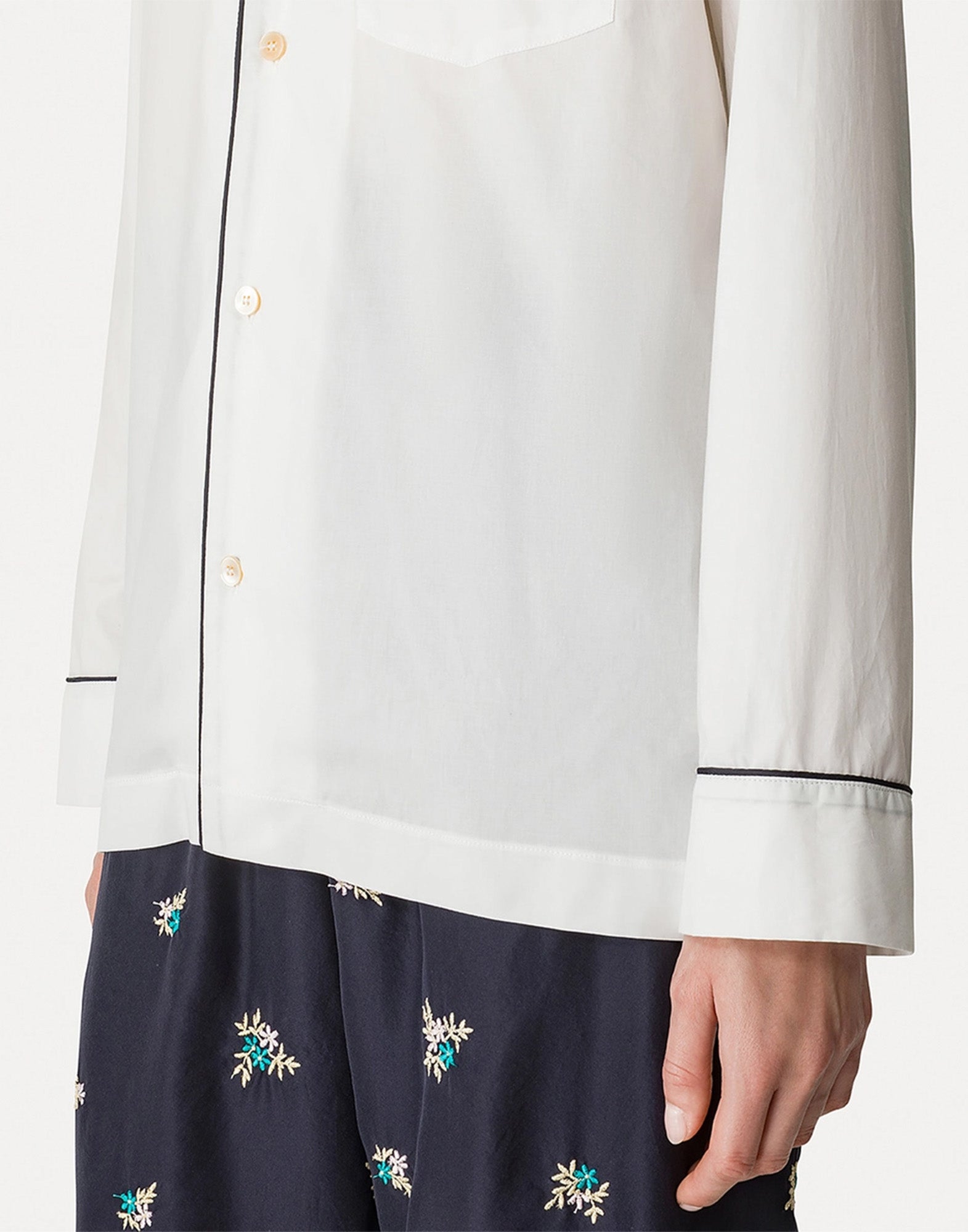 FORTE FORTE Camicia Pigiama Chic in Popeline Bianco