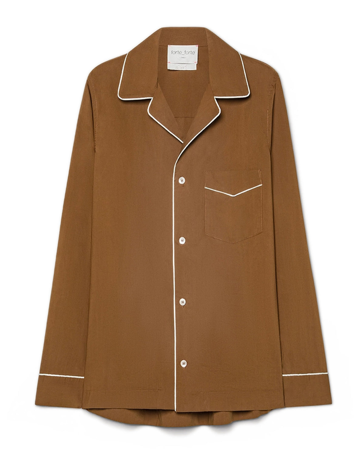 FORTE FORTE Camicia Pigiama Chic in Popeline Chocolate