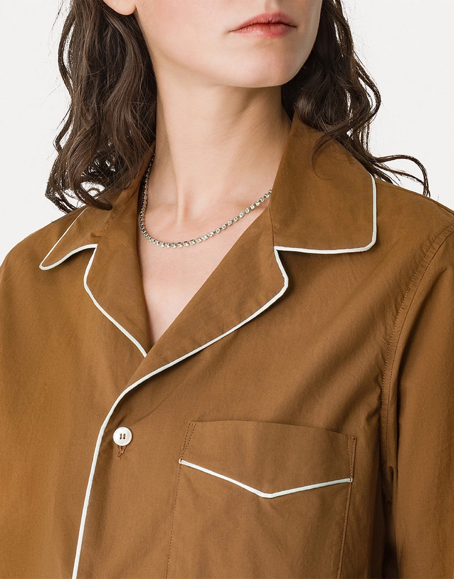 FORTE FORTE Camicia Pigiama Chic in Popeline Chocolate