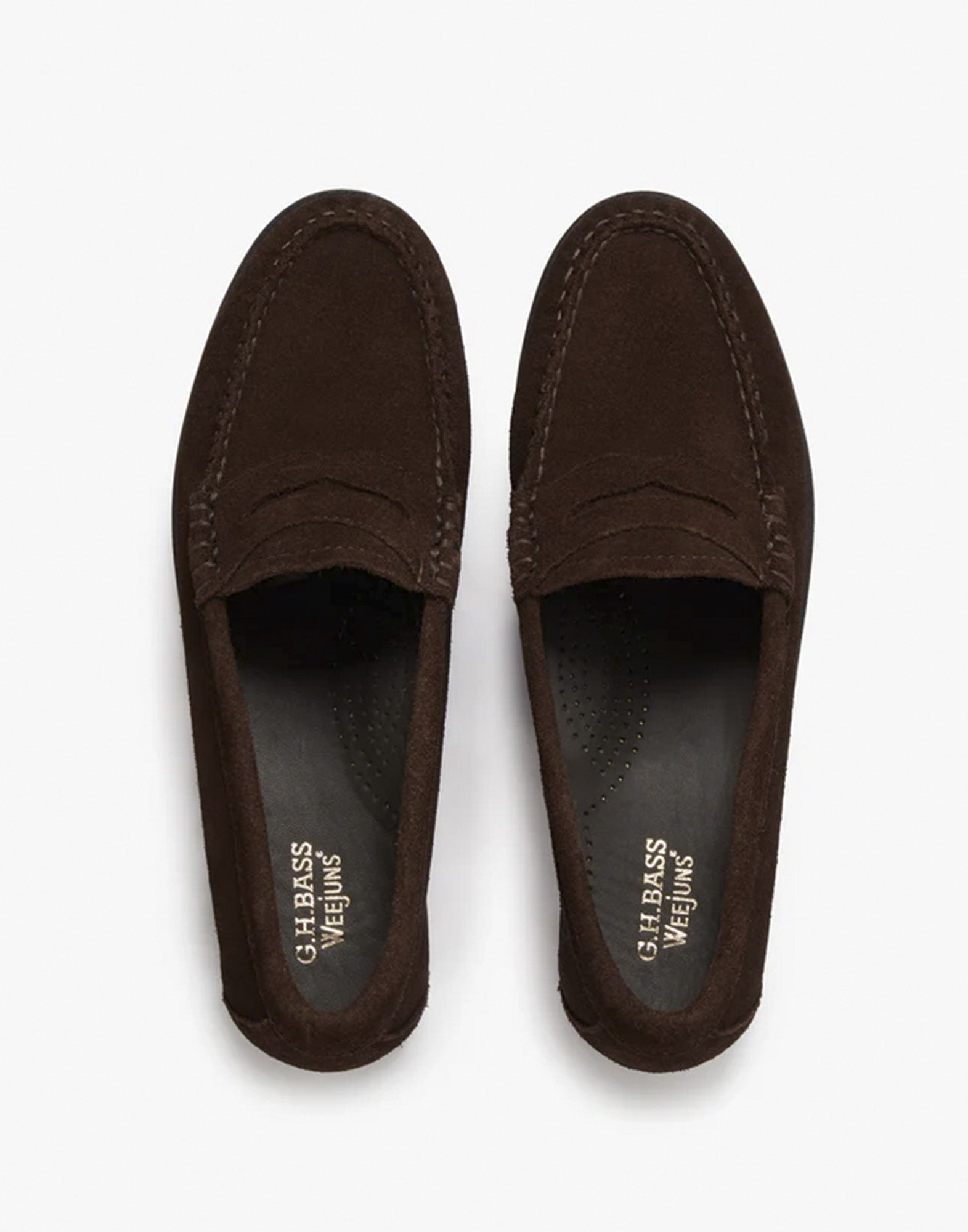 GH BASS Mocassini Weejuns Penny in Suede Chocolate