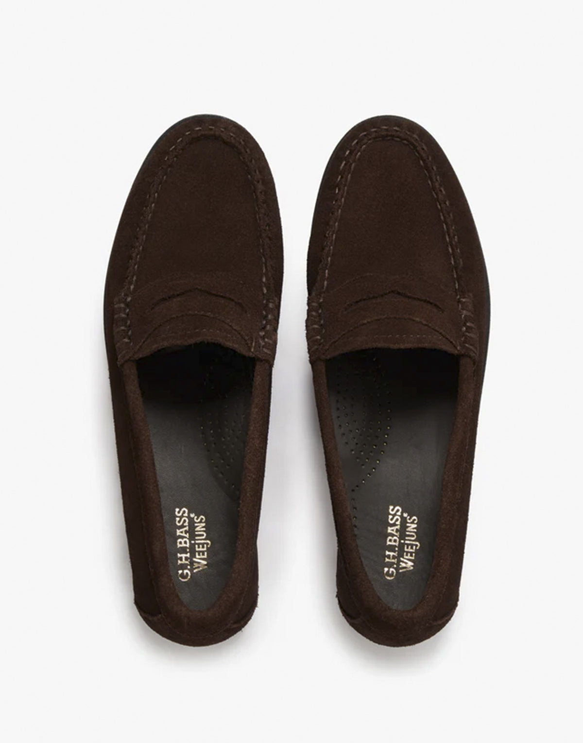 GH BASS Mocassini Weejuns Penny in Suede Chocolate