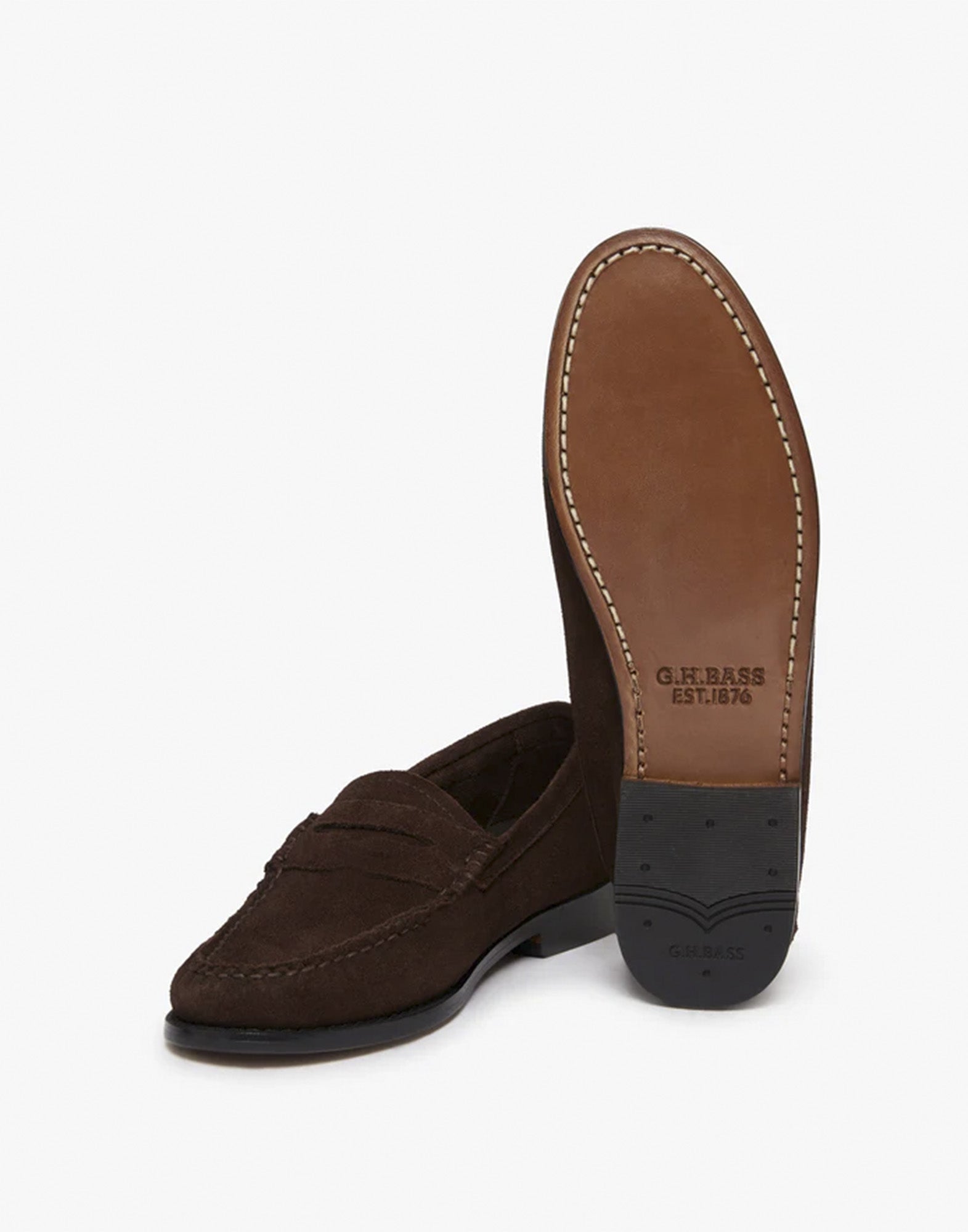GH BASS Mocassini Weejuns Penny in Suede Chocolate
