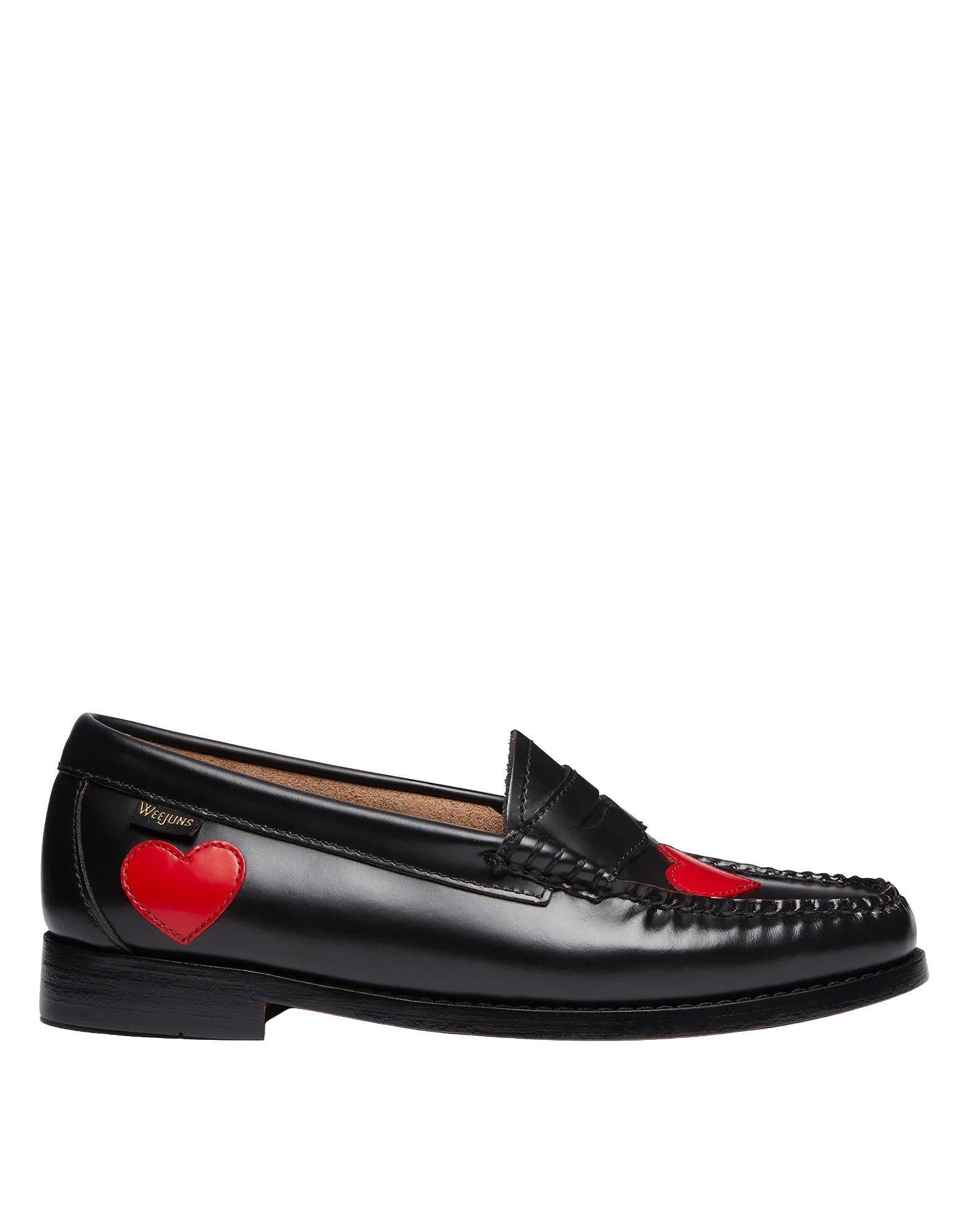 GH BASS Penny Love Weejuns Mocassini in Pelle Nera con Cuori Rossi