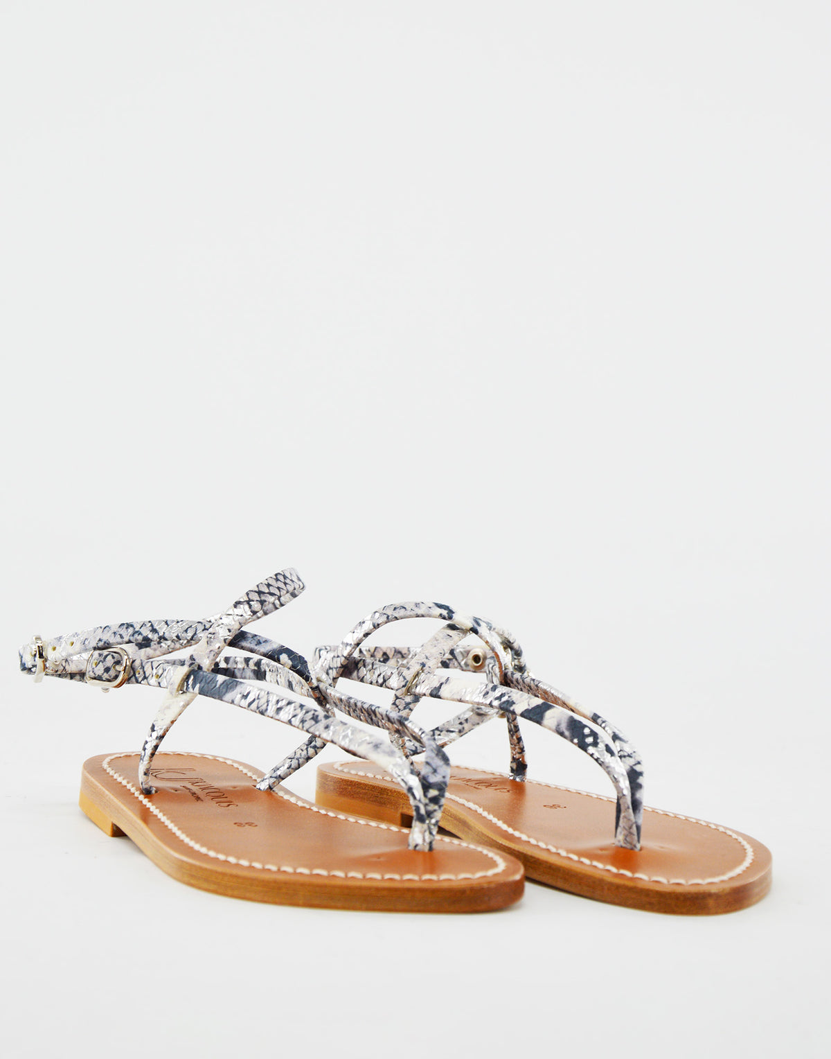 K.JACQUES Sandali Abako in Pelle Hawai Blanc