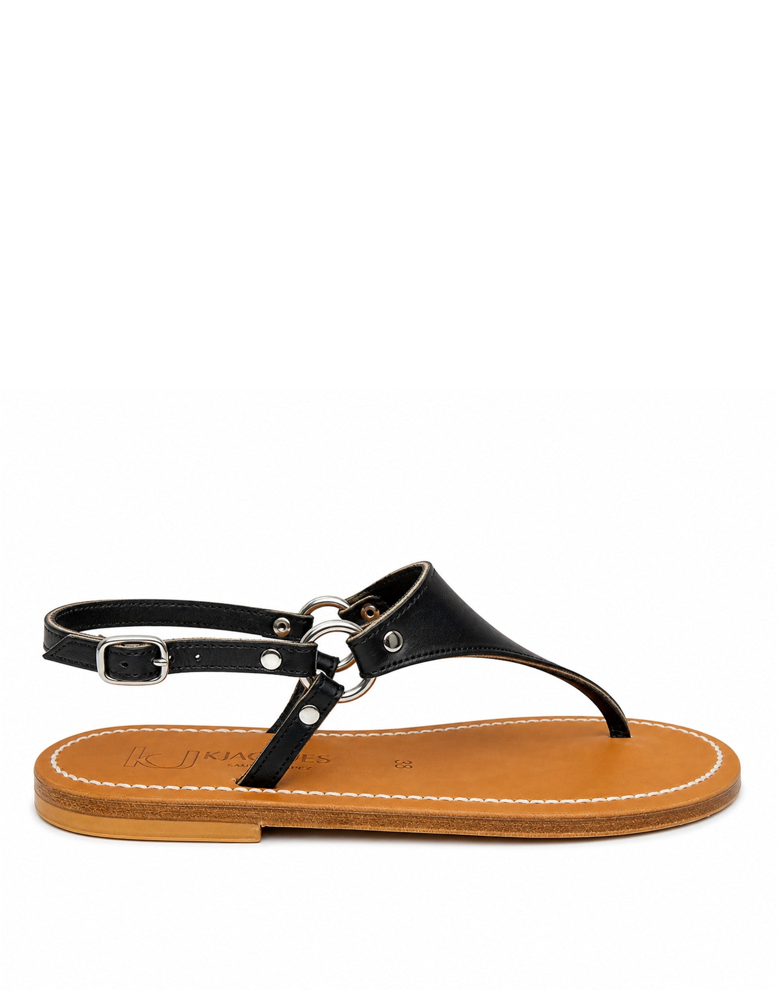 K.JACQUES Sandali Infradito Dionyso in Pelle Noir