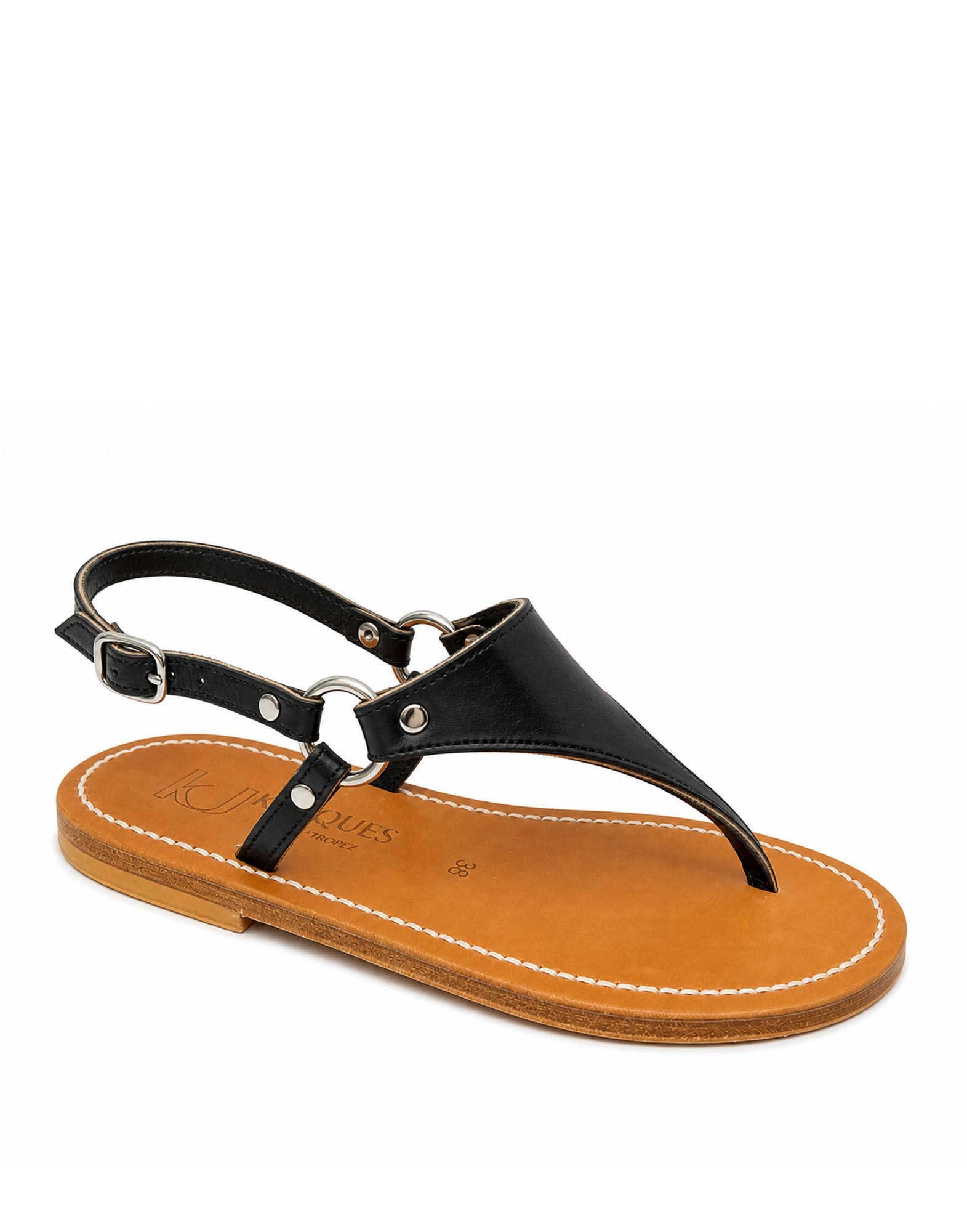 K.JACQUES Sandali Infradito Dionyso in Pelle Noir