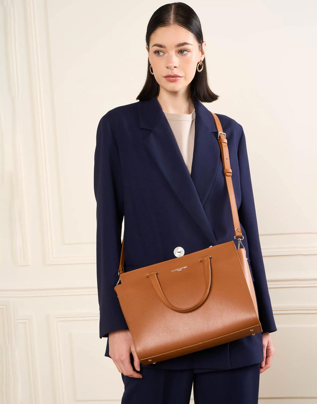 LANCASTER Borsa Grande Sierra in Pelle Granulata Camel