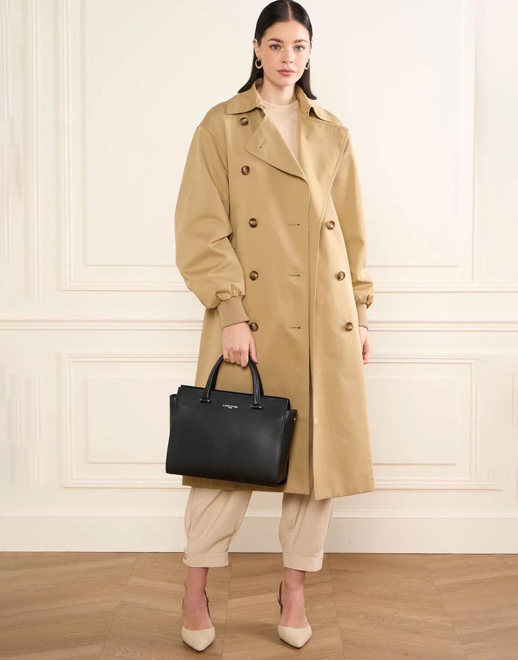 LANCASTER Borsa Grande Sierra in Pelle Granulata Noir