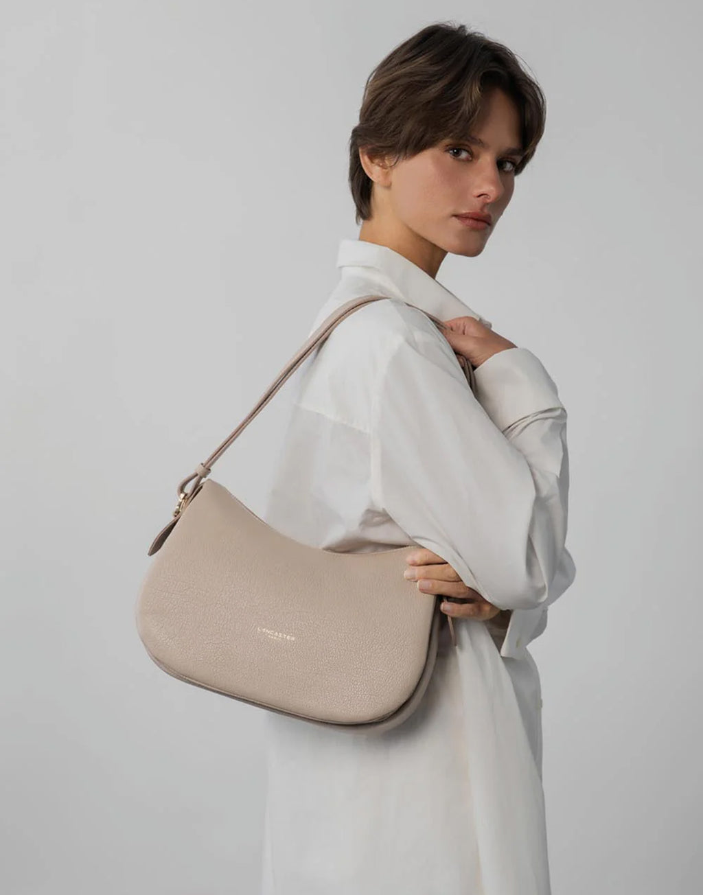 LANCASTER Borsa Besace Dune in Pelle Martellata Galet