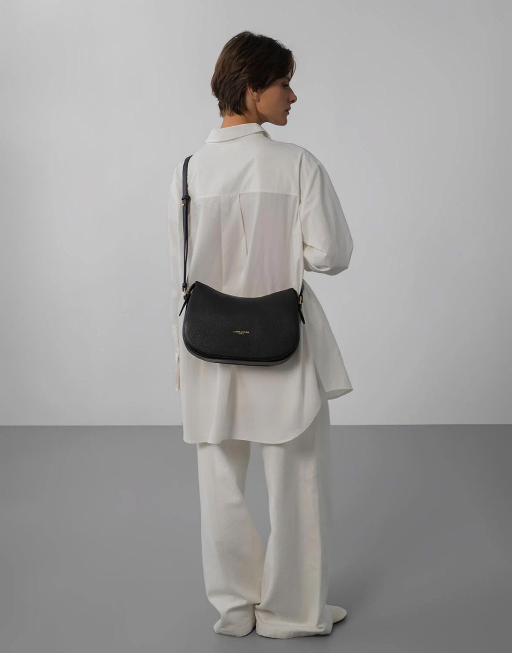 LANCASTER Borsa Besace Dune in Pelle Martellata Noir