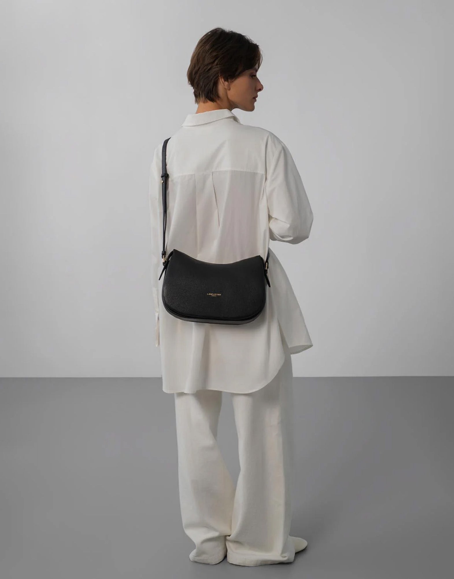 LANCASTER Borsa Besace Dune in Pelle Martellata Noir