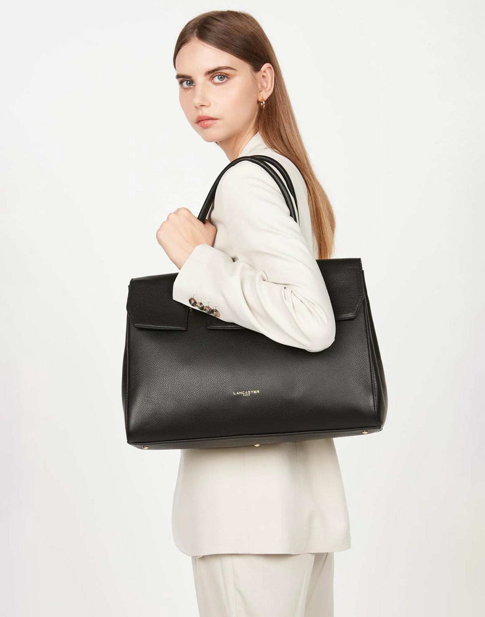 LANCASTER Borsa Grande Milano Cosmos a Spalla in Pelle Noir