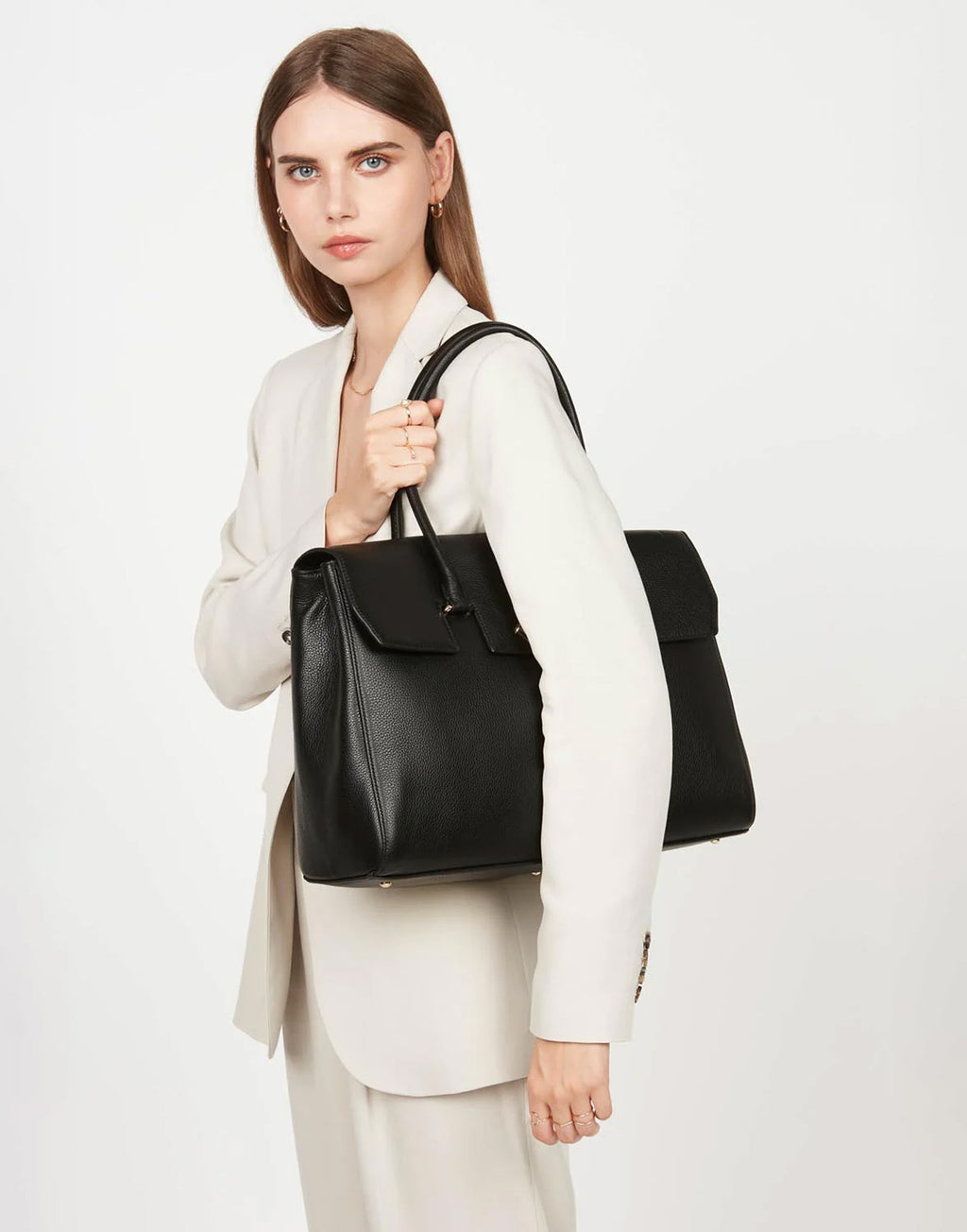 LANCASTER Borsa Grande Milano Cosmos a Spalla in Pelle Noir