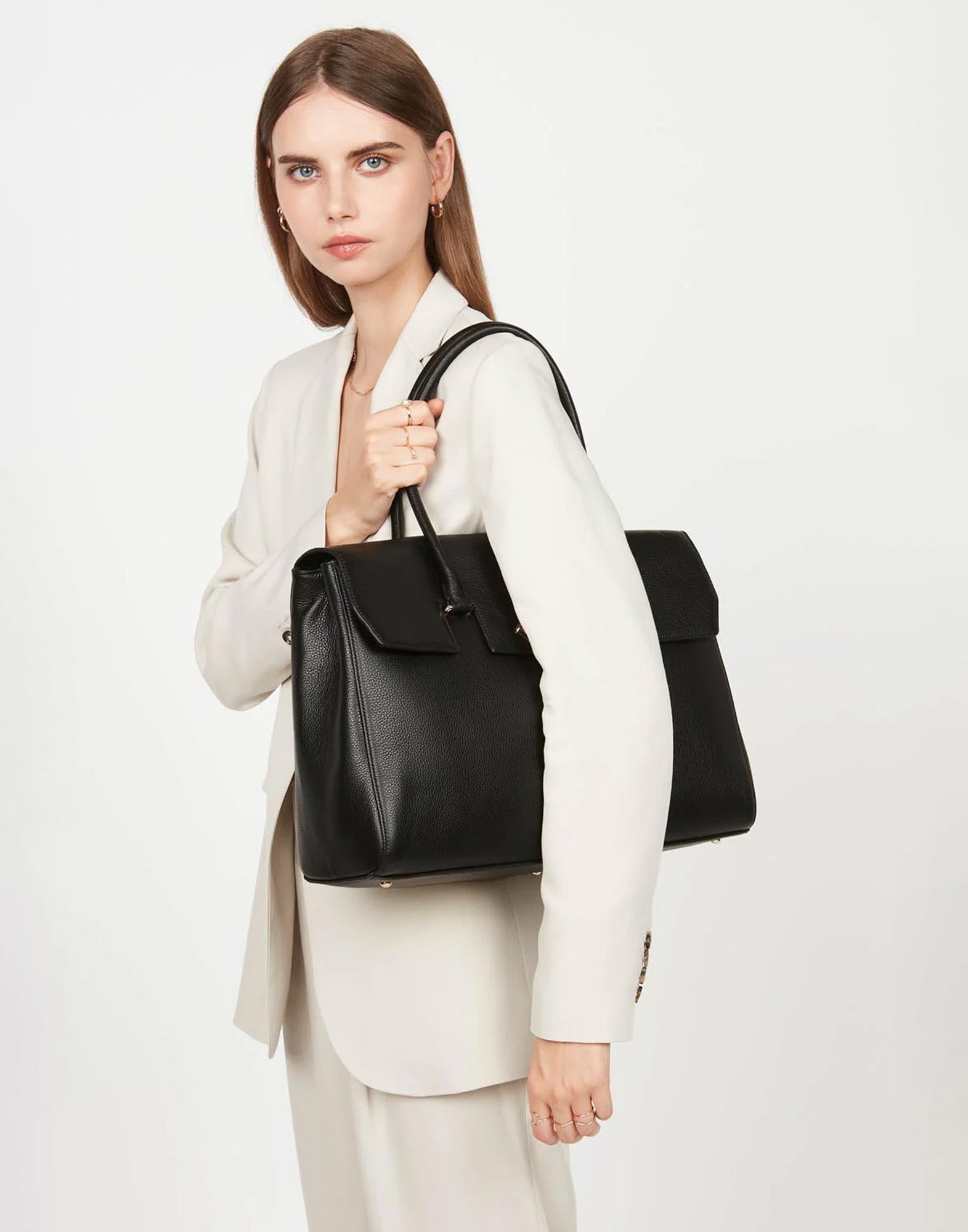 LANCASTER Borsa Grande Milano Cosmos a Spalla in Pelle Noir