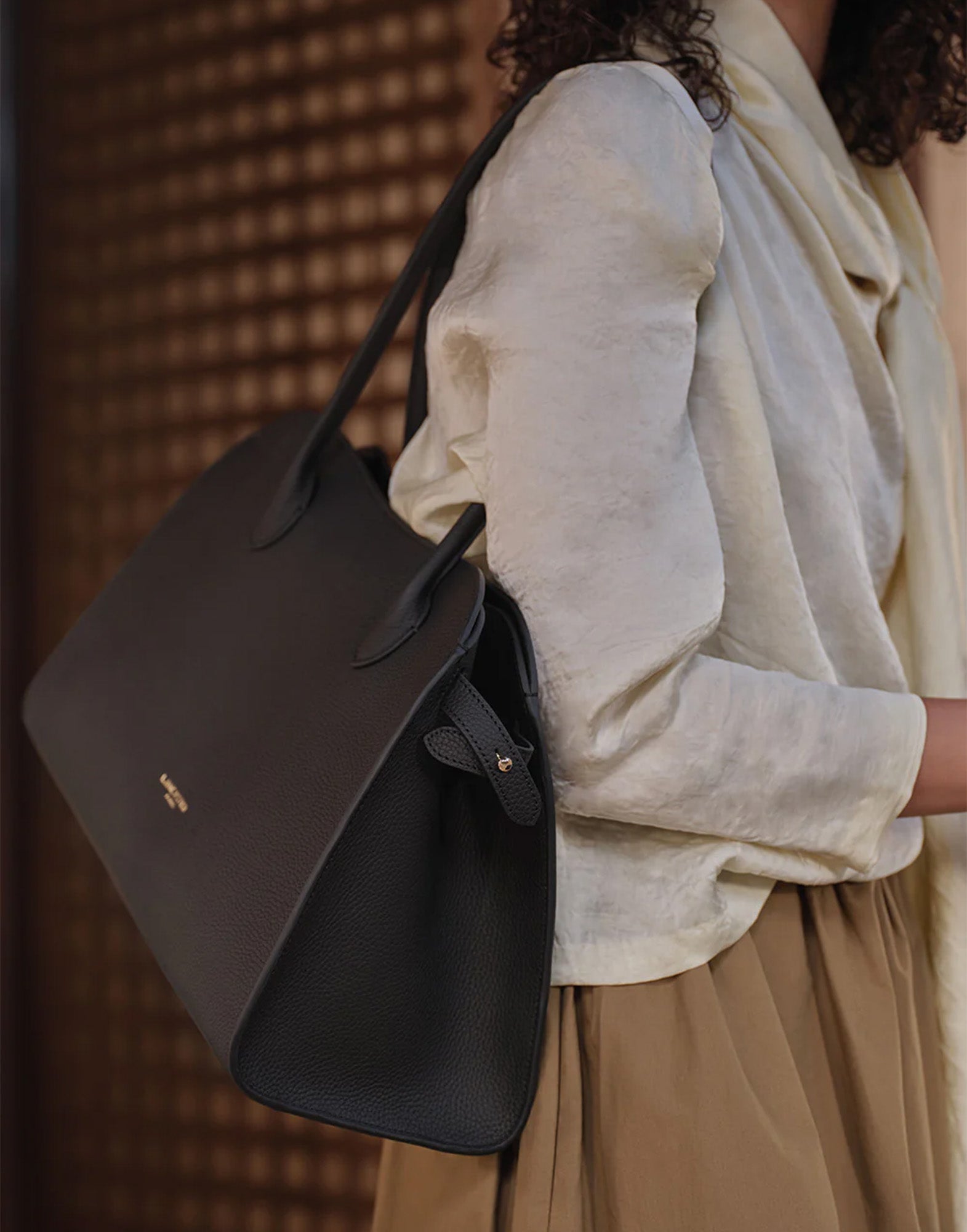 LANCASTER Borsa a Spalla Toro Hopper Grande in Pelle Noir