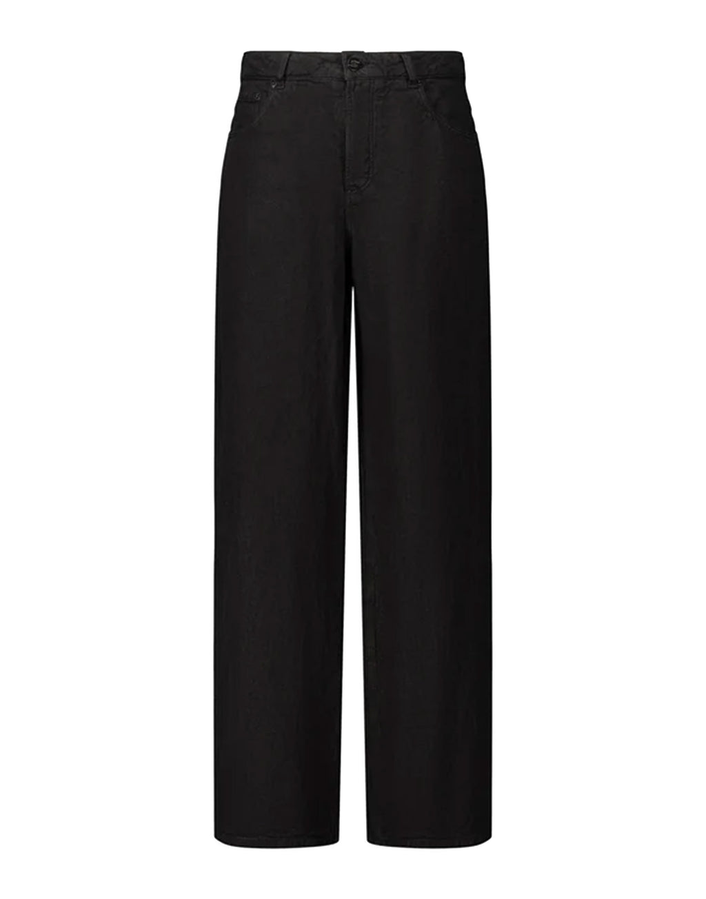 LAURENCE BRAS Jeans in Lino a Gamba Dritta Nero