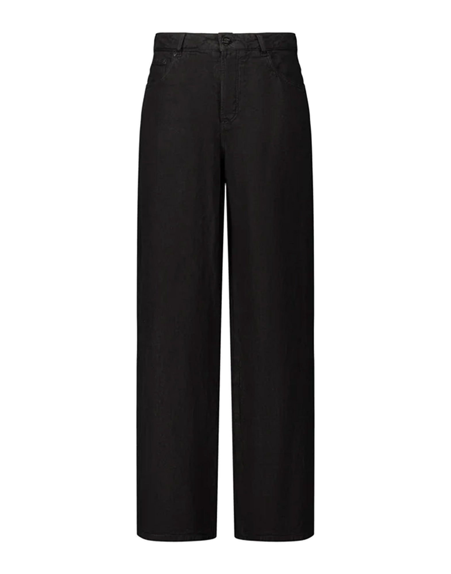 LAURENCE BRAS Jeans in Lino a Gamba Dritta Nero