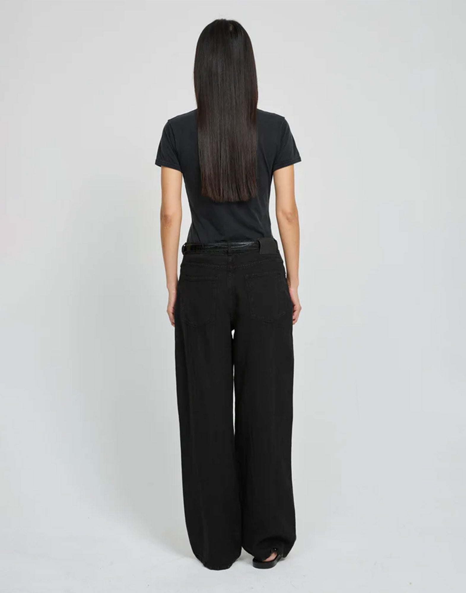 LAURENCE BRAS Jeans in Lino a Gamba Dritta Nero