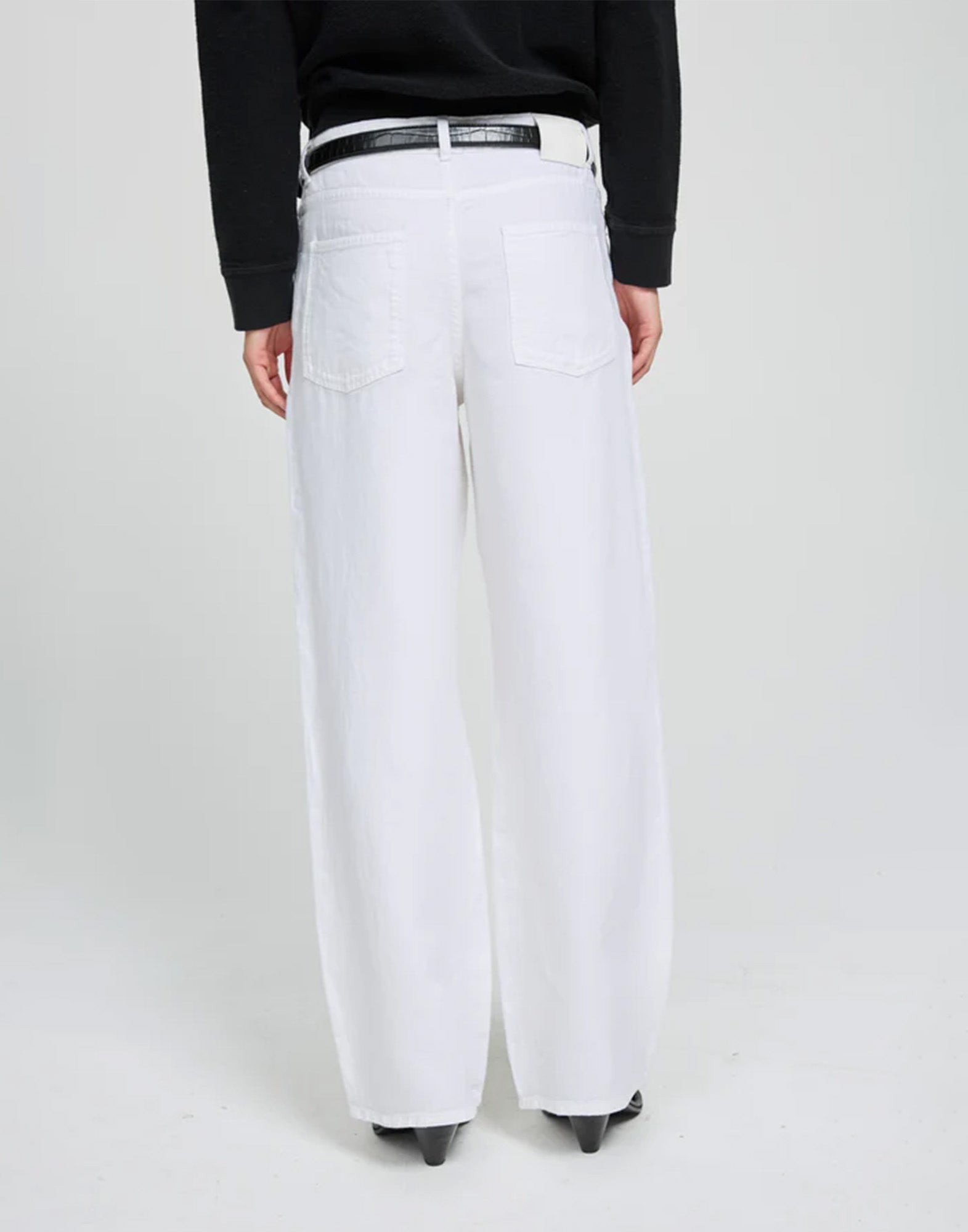 LAURENCE BRAS Jeans in Lino a Gamba Dritta Bianco