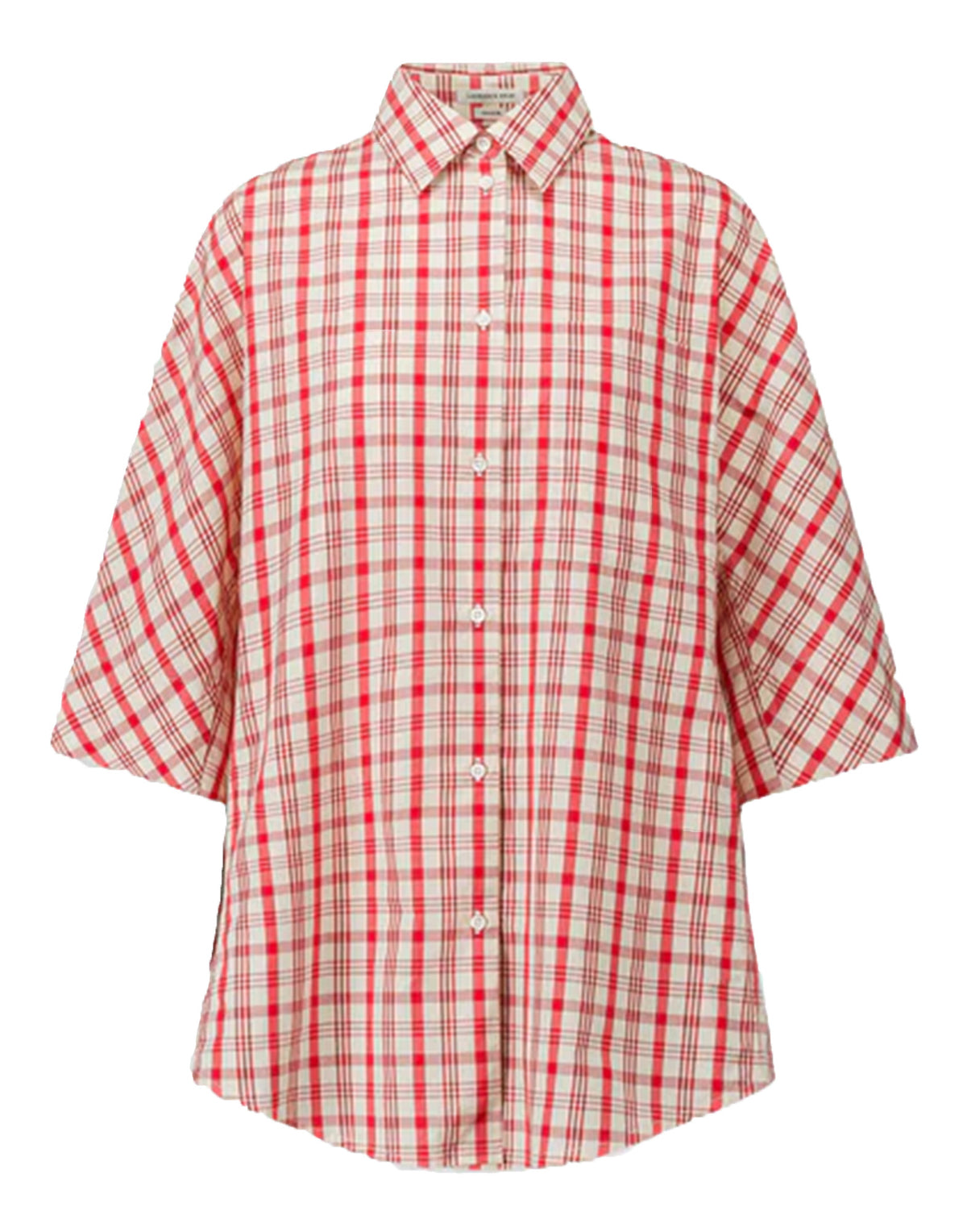 LAURENCE BRAS Camicia a Quadri Rosso e Bianco in Cotone