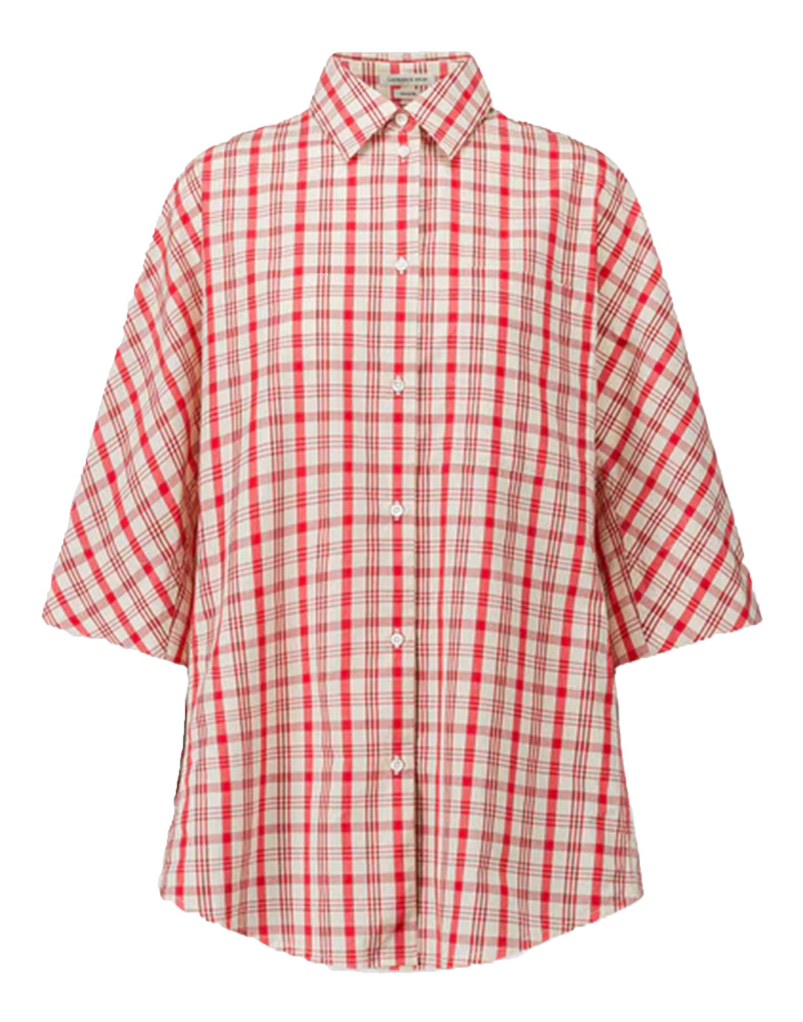 LAURENCE BRAS Camicia a Quadri Rosso e Bianco in Cotone